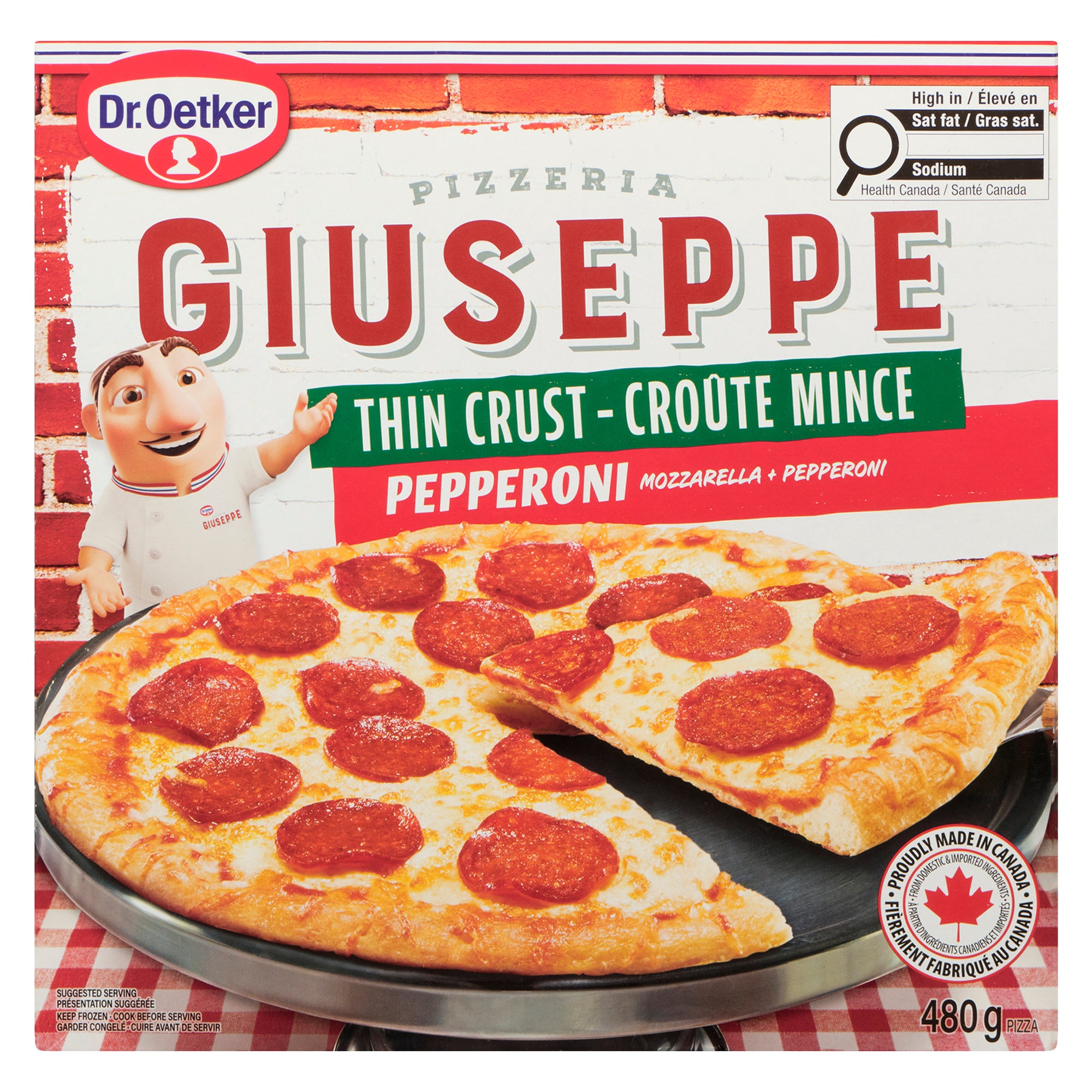 Dr. Oetker Giuseppe Pizzeria Thin Crust Pepperoni Pizza, 480-g