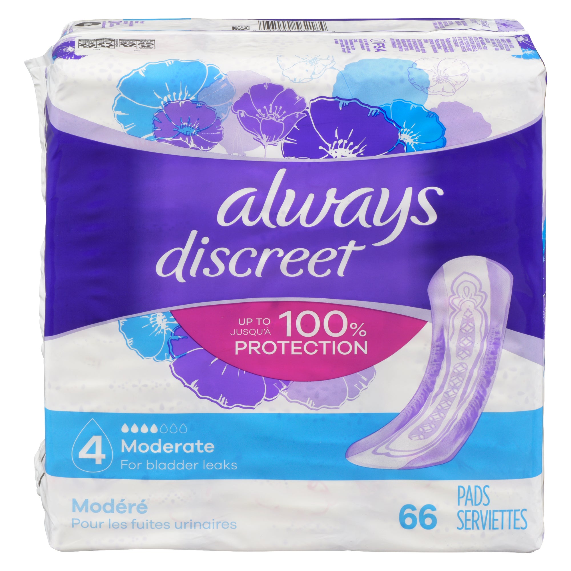 Always Discreet Moderate Pads, 66Pack Giant Tiger