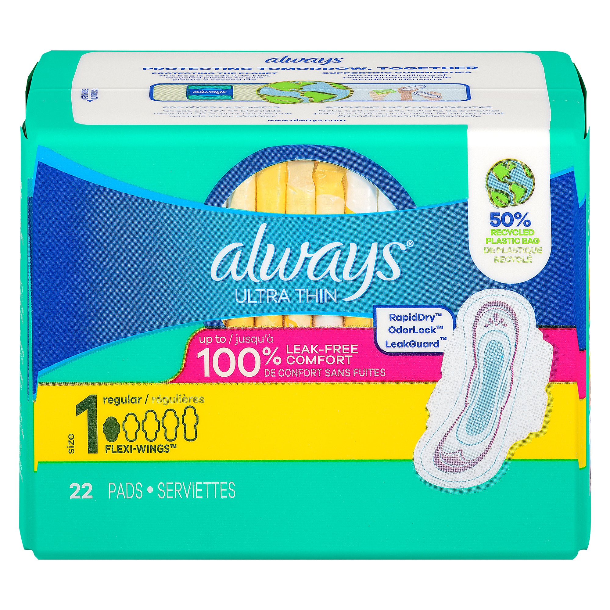 Always Ultra Thin LeakFree Comfort Pads, 22Pack Giant Tiger