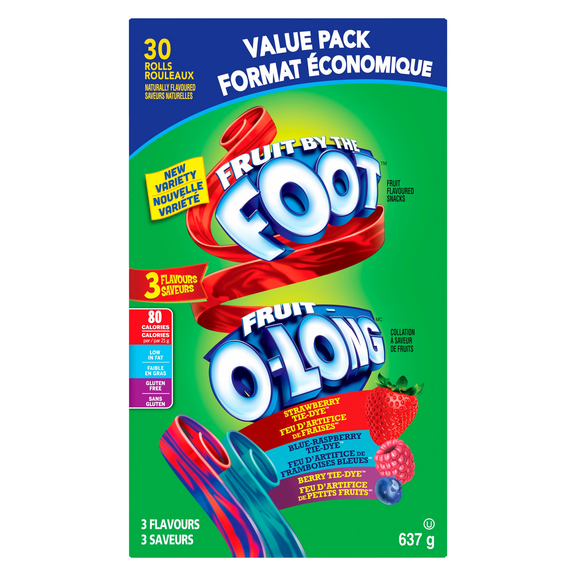 Emballage varié FruitOLong Collations à saveur de fruits, 30 unités