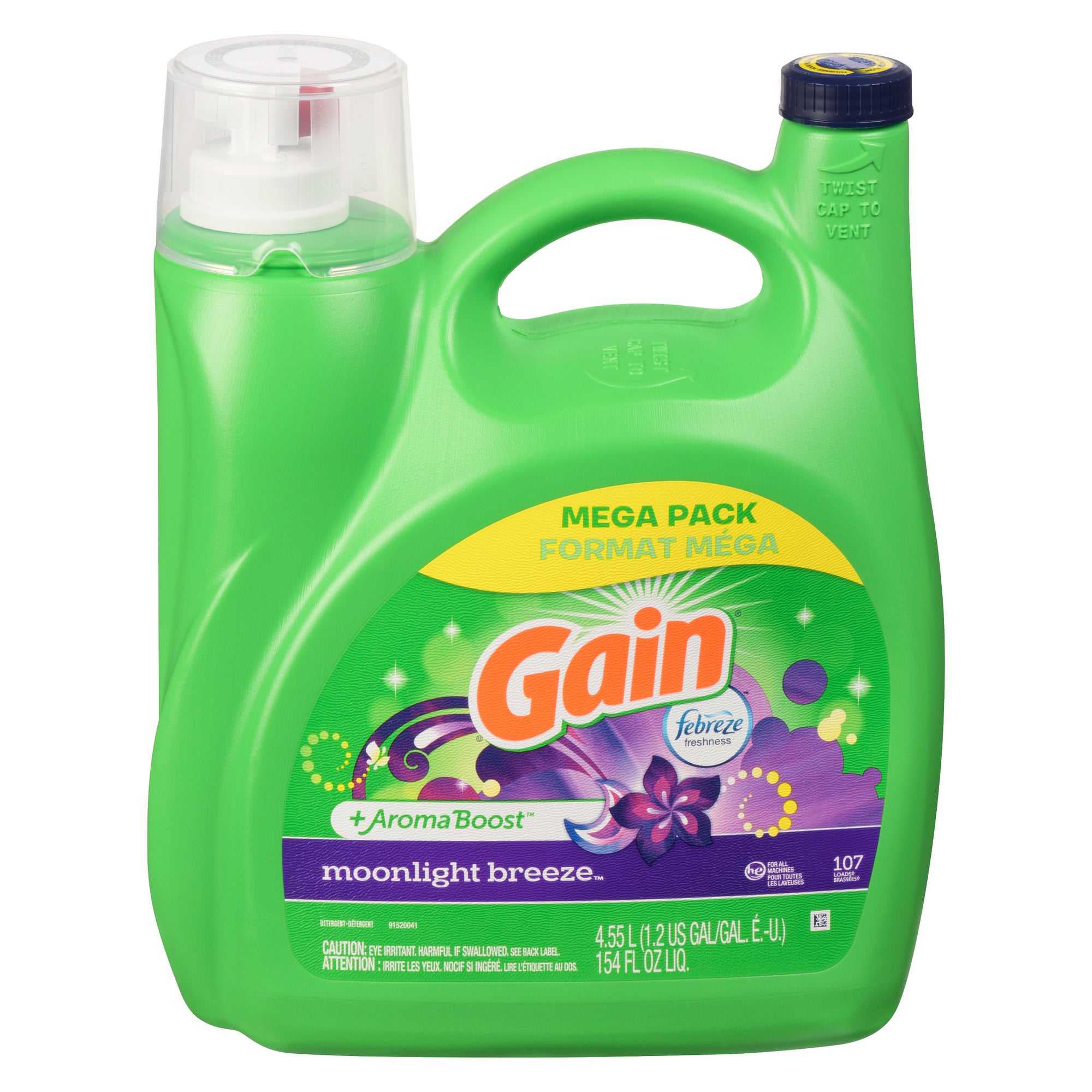 Gain + Aroma Boost Moonlight Breeze Liquid Laundry Detergent, 4.55L