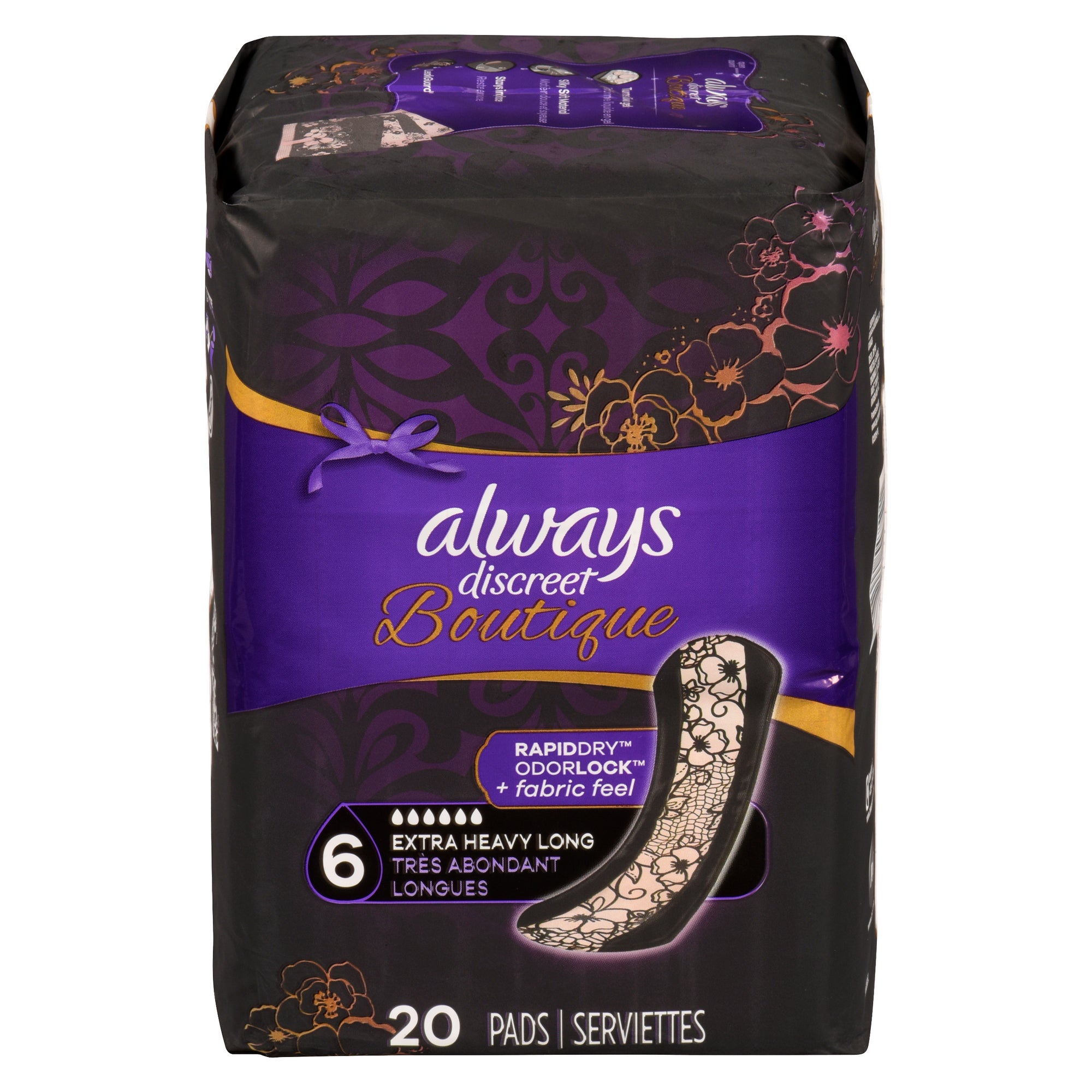 Always Discreet Boutique Incontinence Pads, Extra Heavy, 20-Pack