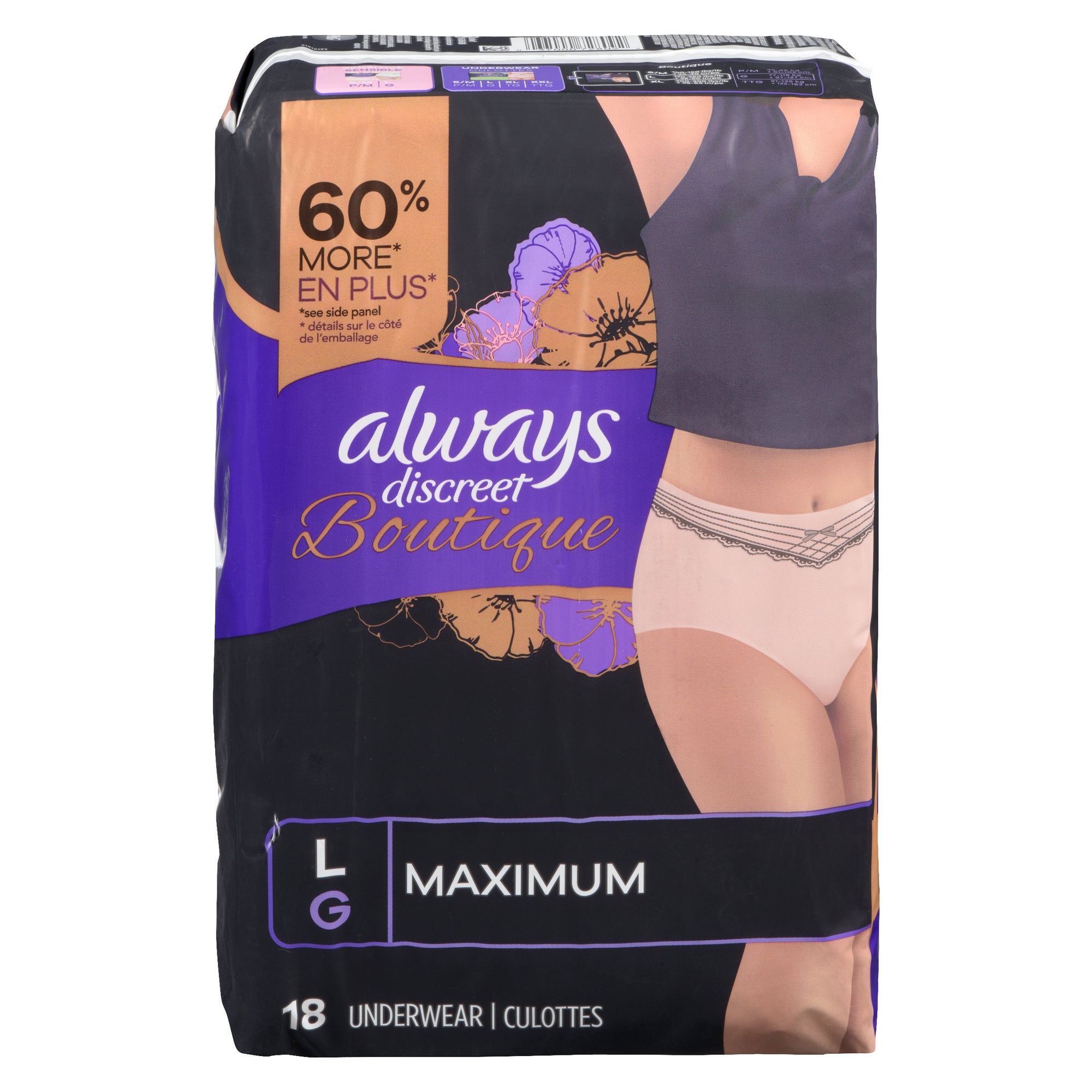 Always Discreet Boutique Underwear Incontinence Pants Plus Large Black X 8,  For Sensitive Bladder, Locks Away Odours, Wetness And Prevent Leaks on OnBuy