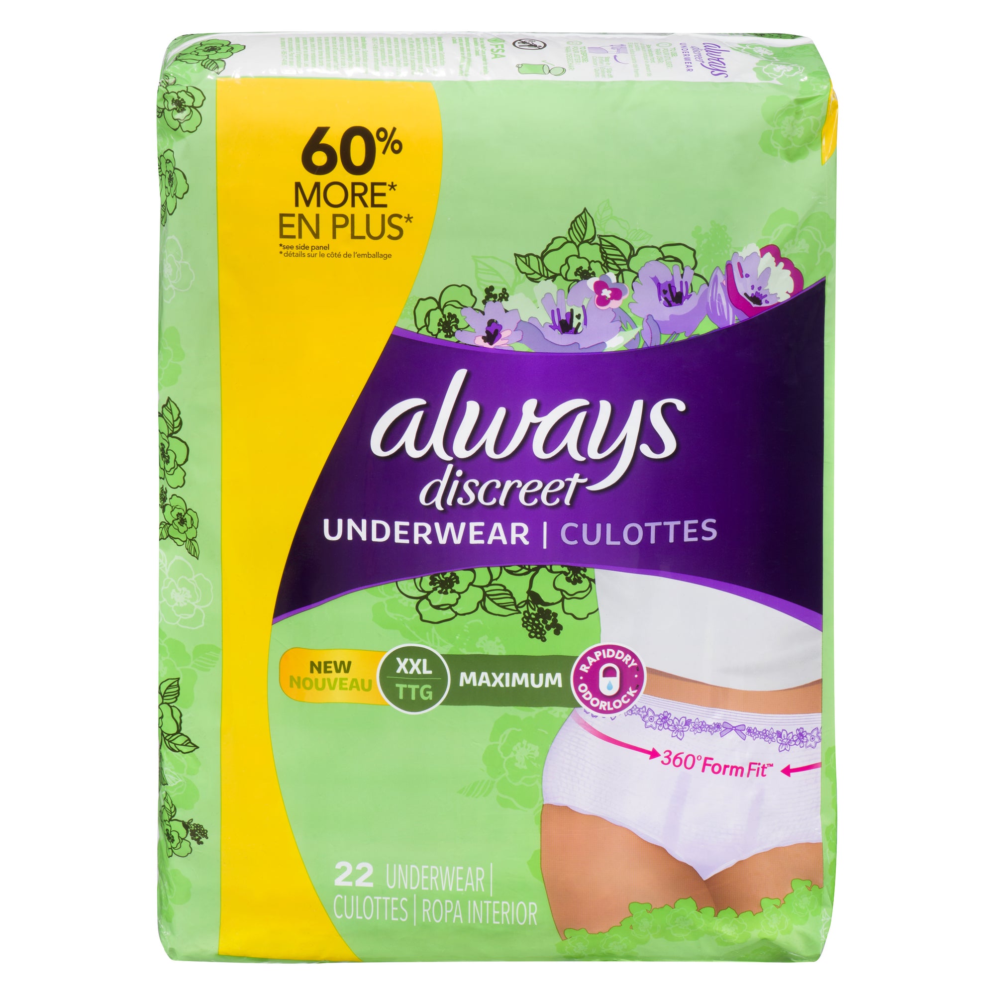 Always Discreet Maximum Protection Underwear XXL, 20Pack Giant Tiger