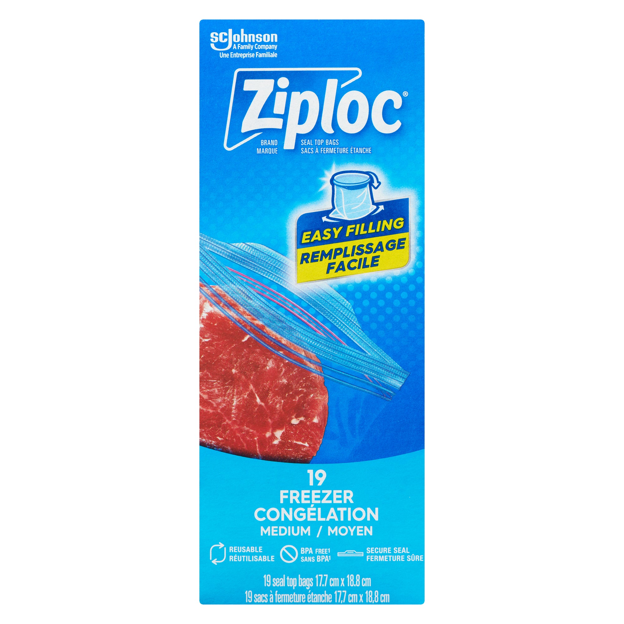 Ziploc Microwave Safe Freezer Bags with Double Seal and Easy Open
