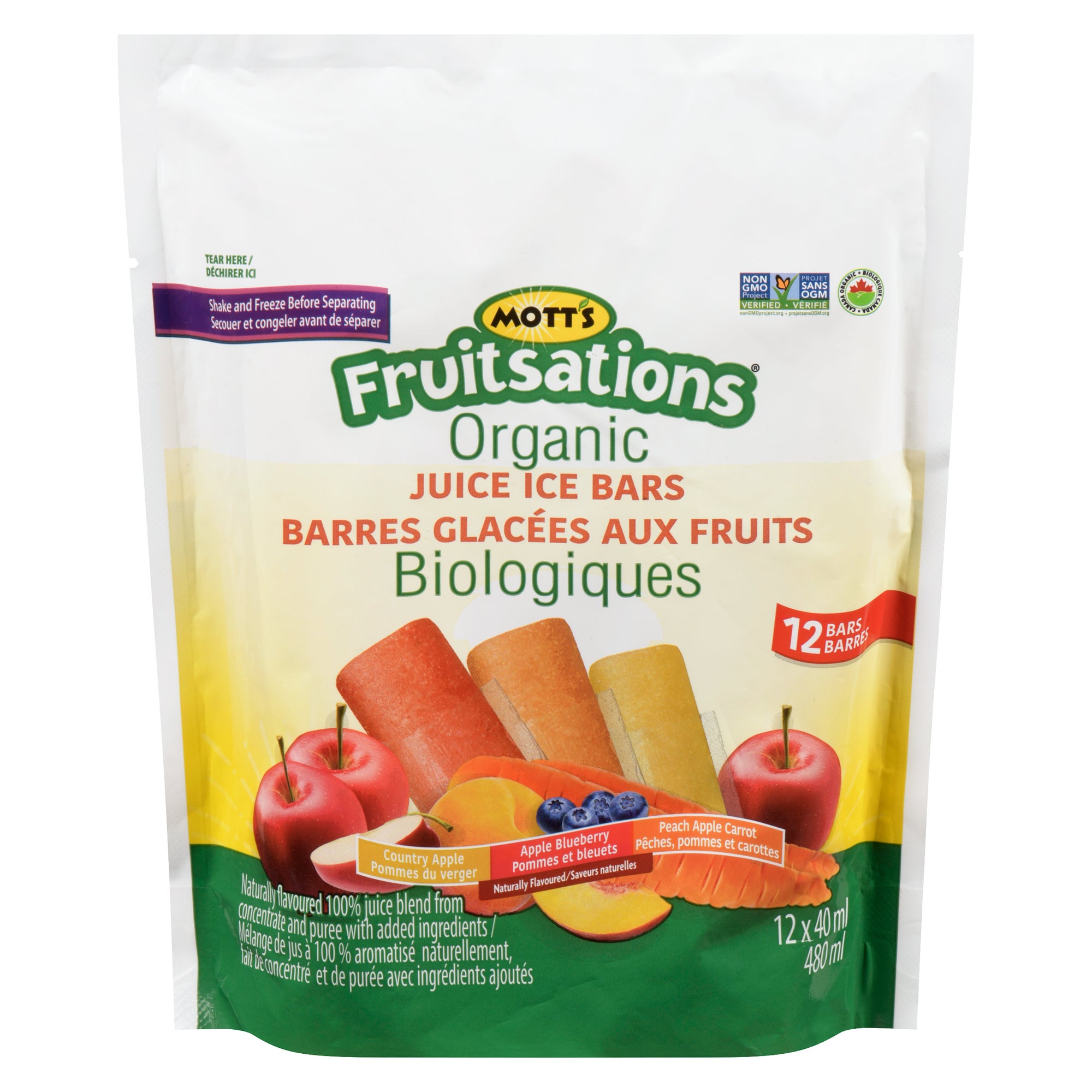 Mott's Fruitsations Juice Ice Bars Naturally Flavoured Organic 12Pack