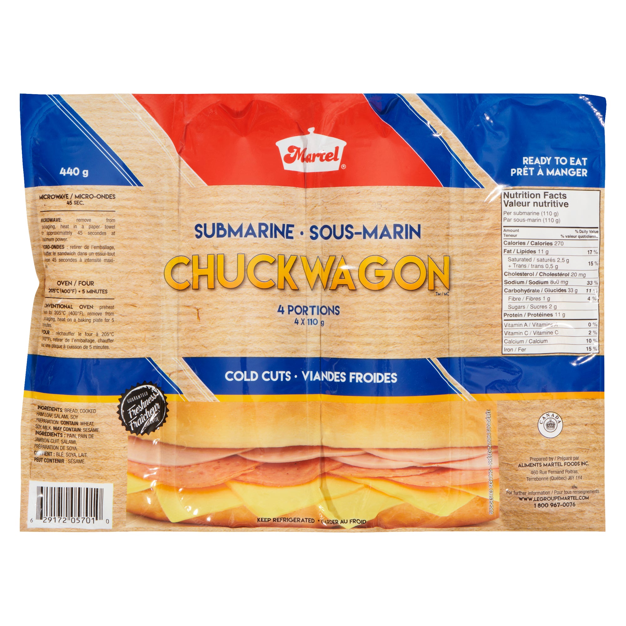 Martel Cold Cuts Submarine Chuckwagons, 4Pack, 440g Giant Tiger