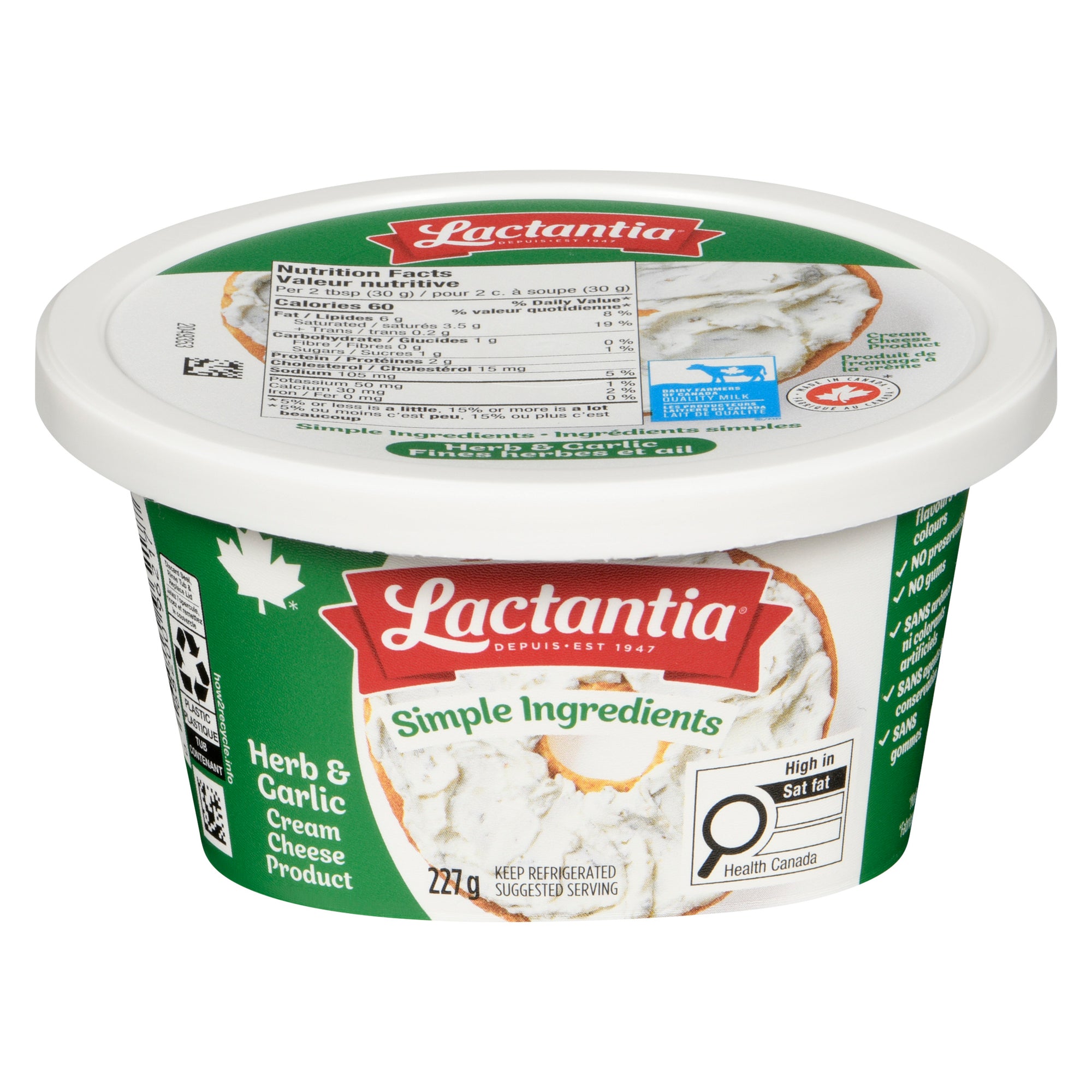 Lactantia Cream Cheese Herb & Garlic, 227 g – Giant Tiger
