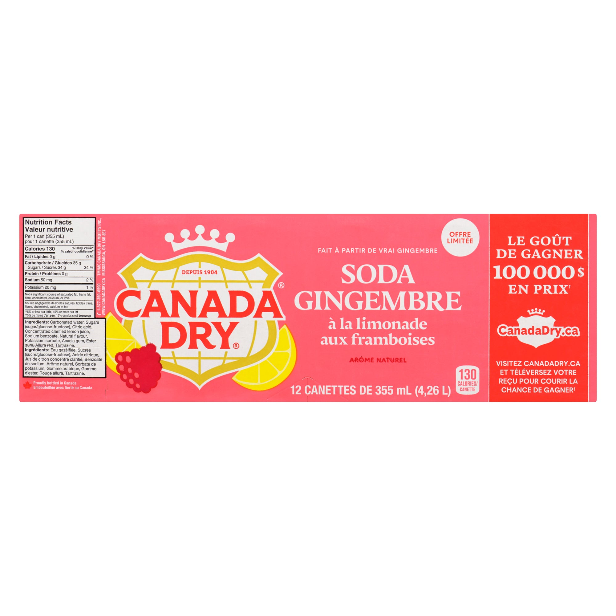 Canada Dry Raspberry Lemonade Ginger Ale, 12Pack Giant Tiger