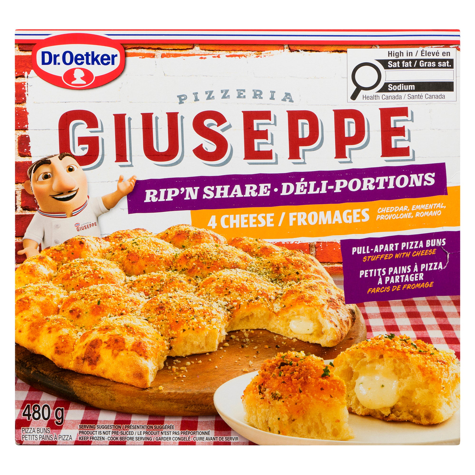 Dr. Oetker Giuseppe Pizzeria 4 Cheese Pizza Buns Rip'n Share, 480