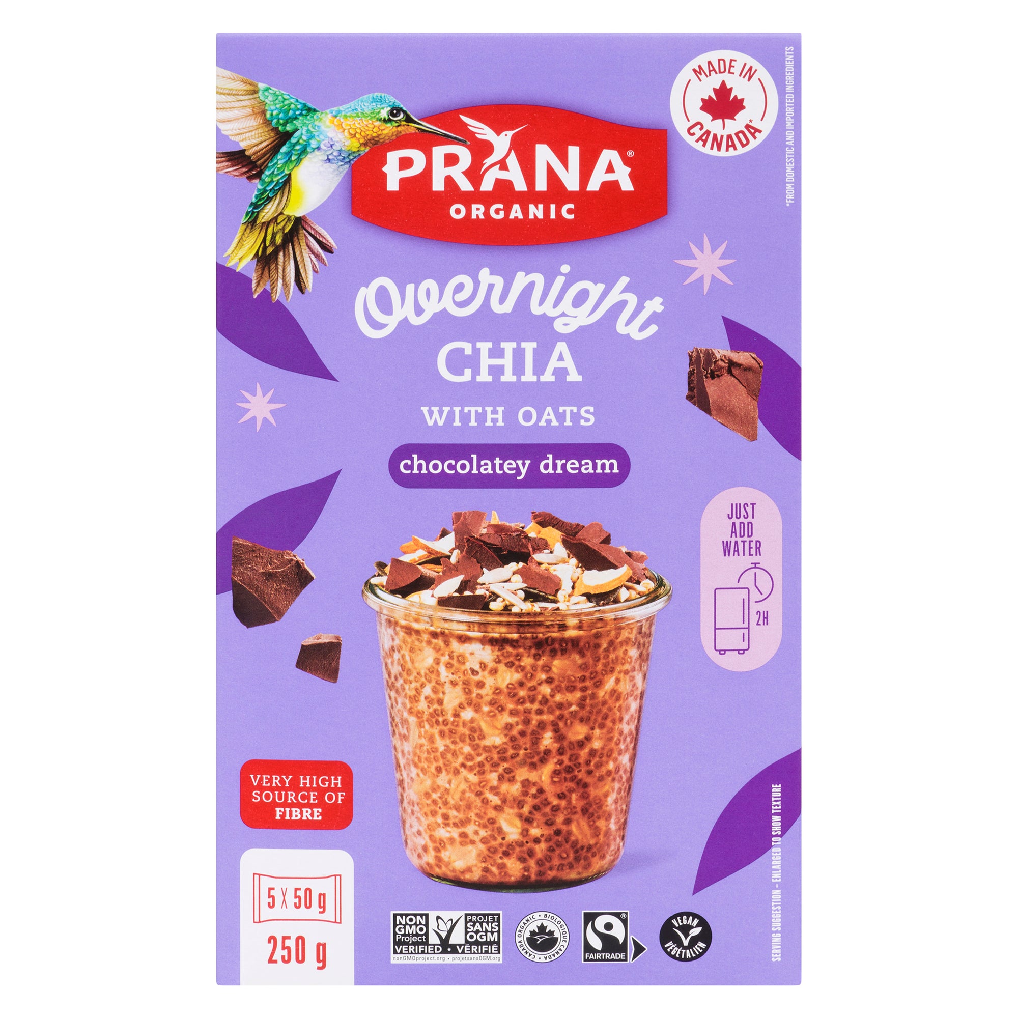 Prana Organic Chocolatey Dream Overnight Chia with Oats, 250-g