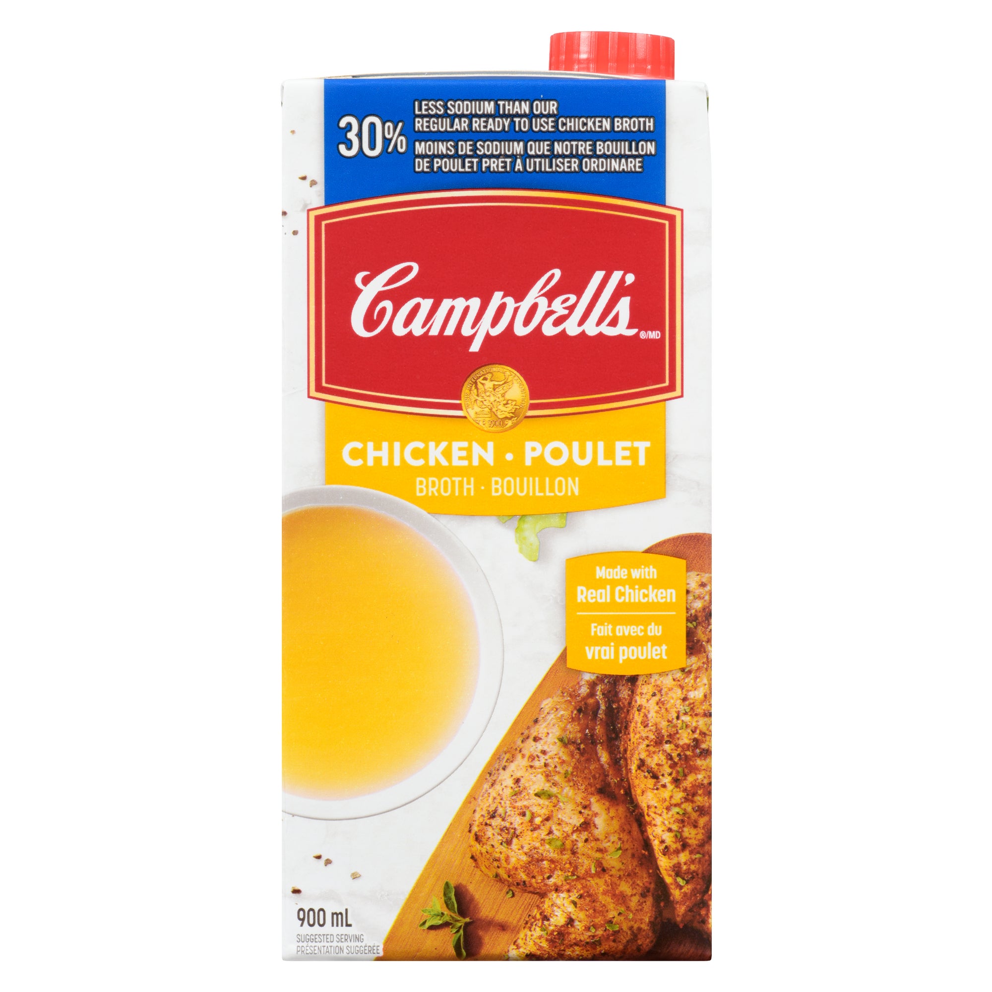 Bouillon de poulet Campbell's avec 30 moins de sel 900 ml Giant Tiger