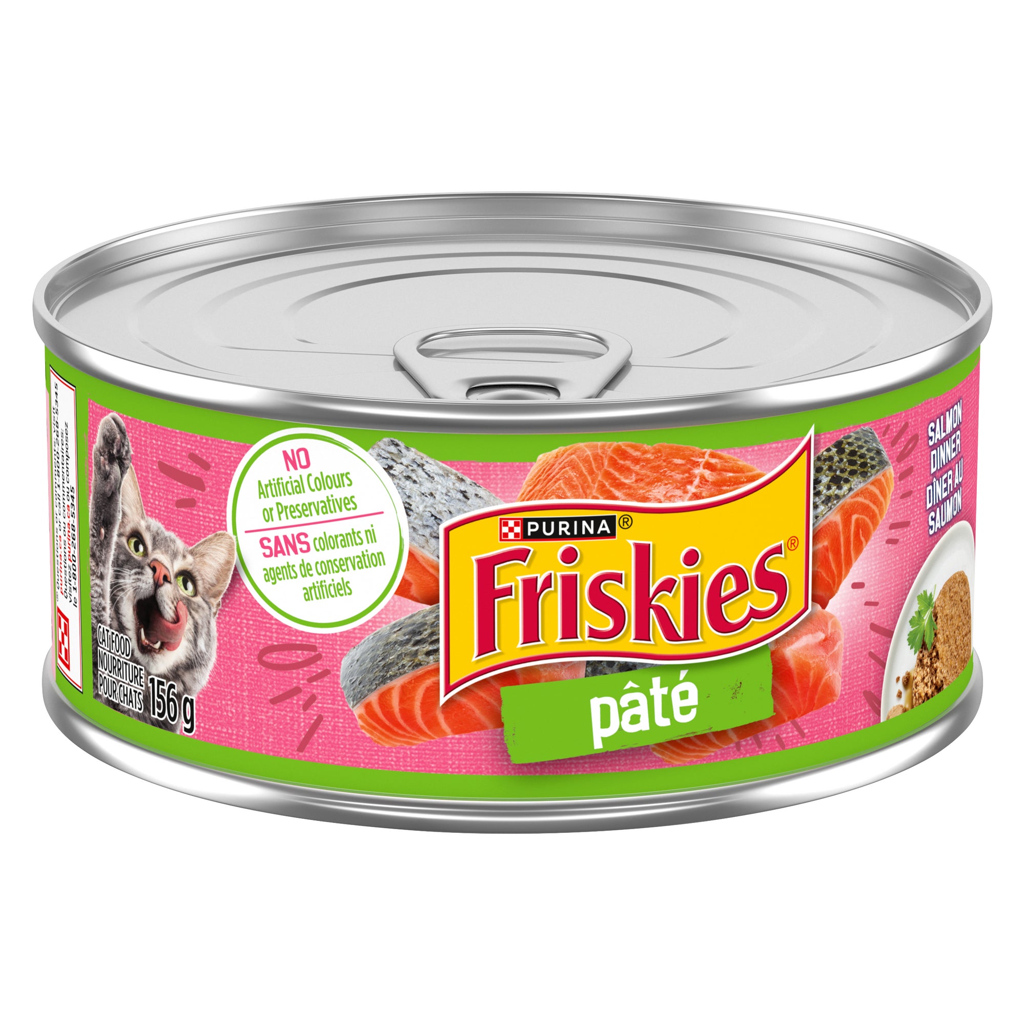 Curated visual reference: Kitten Pate With Pineapple And Salmon Reference: Purina Friskies Salmon Pâté Cat Food 156 G