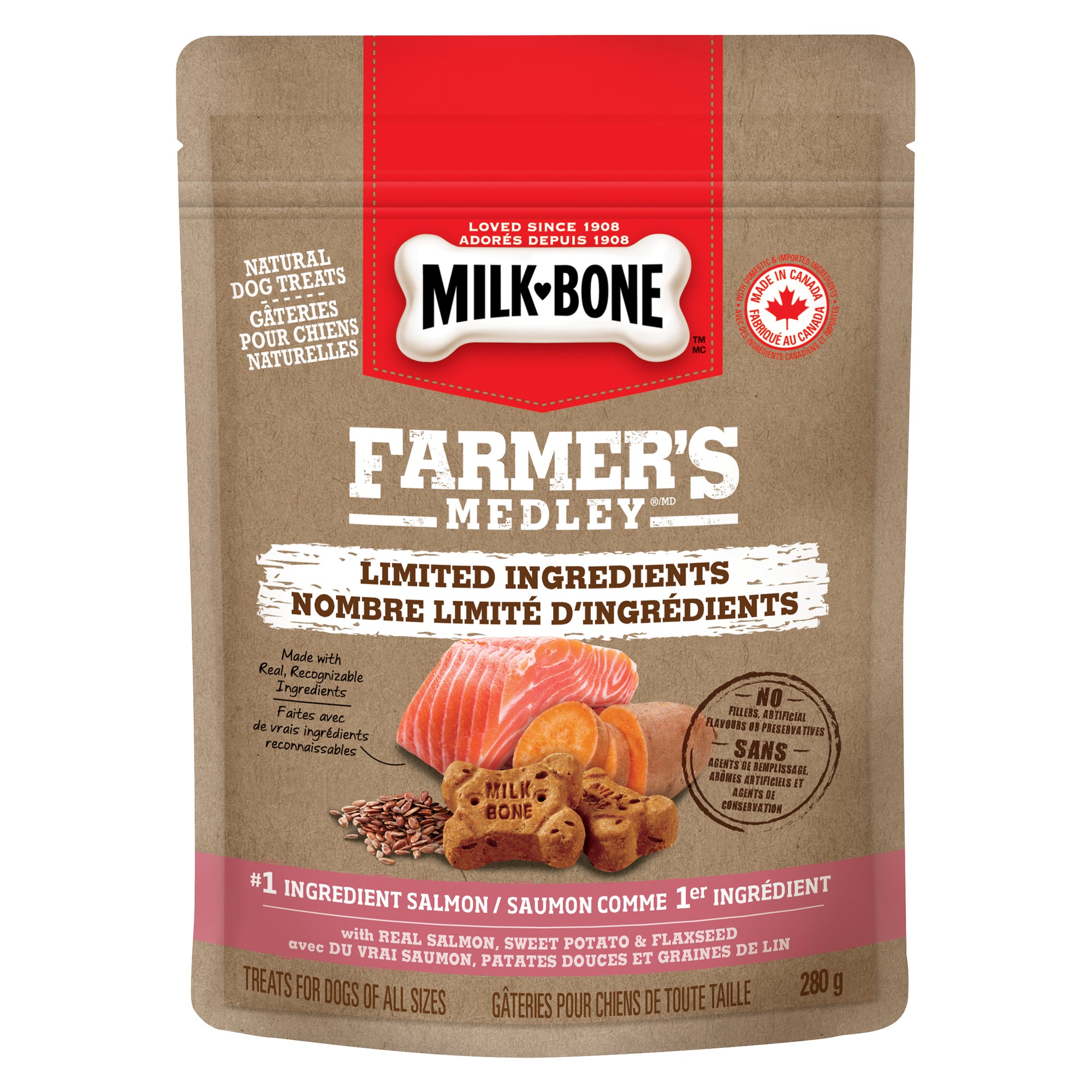 MilkBone Farmer's Medley Limited Ingredient Salmon Dog Treats, 280g