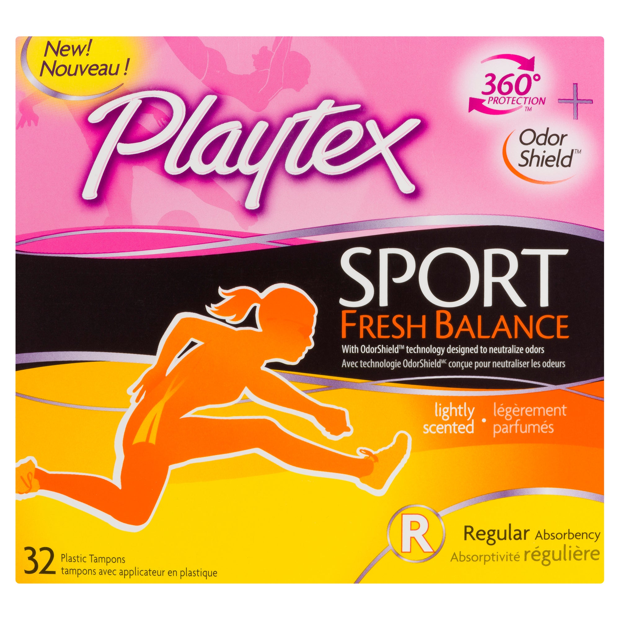 Playtex Sport Fresh Balance Regular Plastic Tampons, 32-Pack