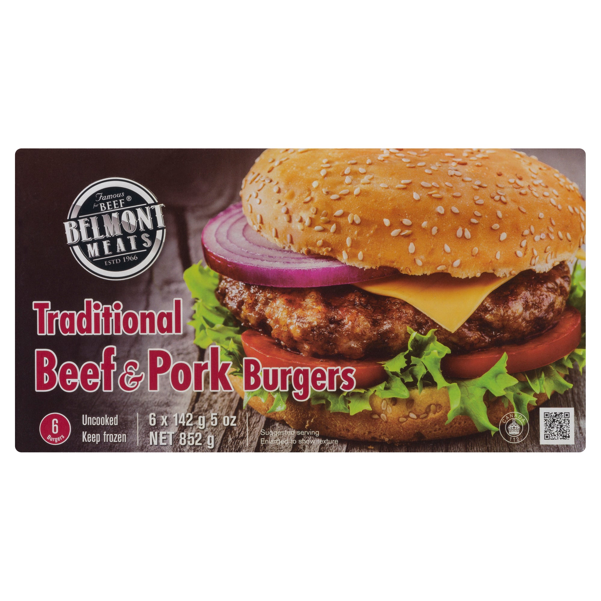 Belmont Meats Traditional Beef and Pork Burgers, 852g Giant Tiger