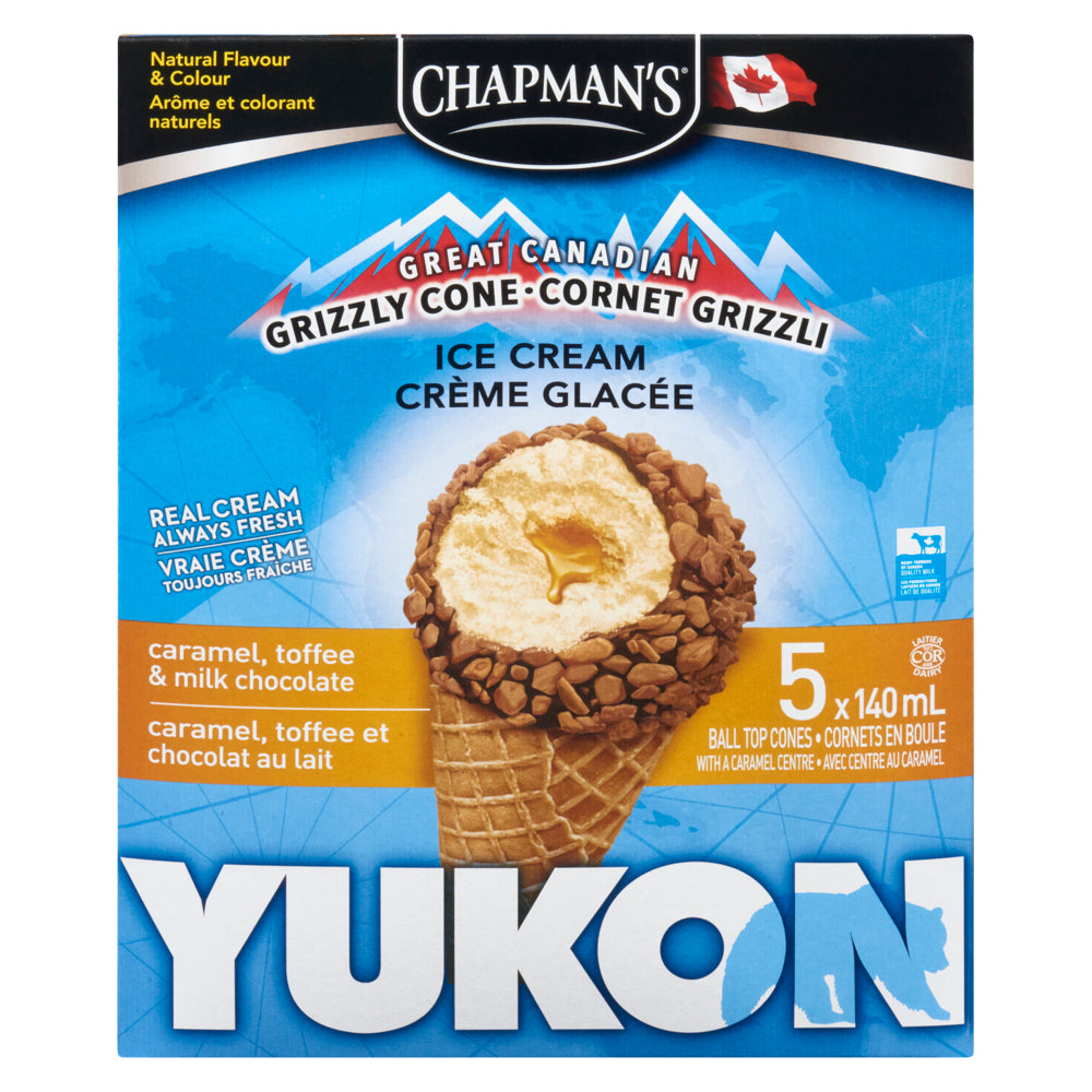 Chapman's Yukon Caramel, Toffee and Milk Chocolate Ice Cream Cones, 5