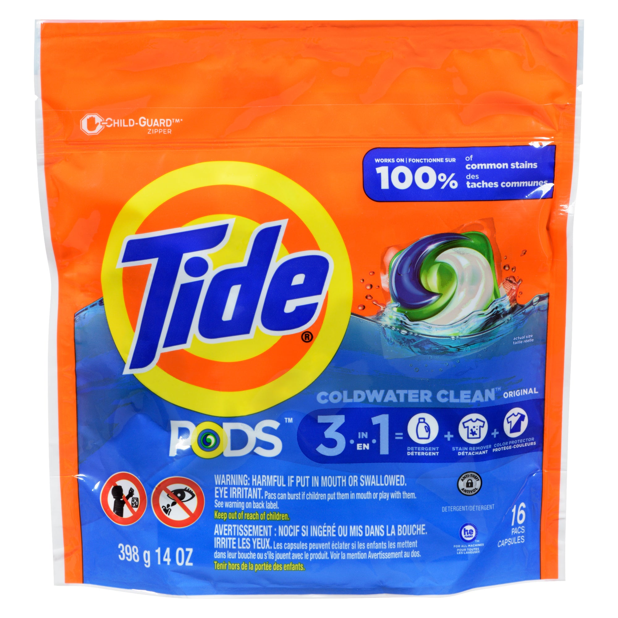 Tide Pods 3in1 Original Laundry Detergent, 16Pack Giant Tiger