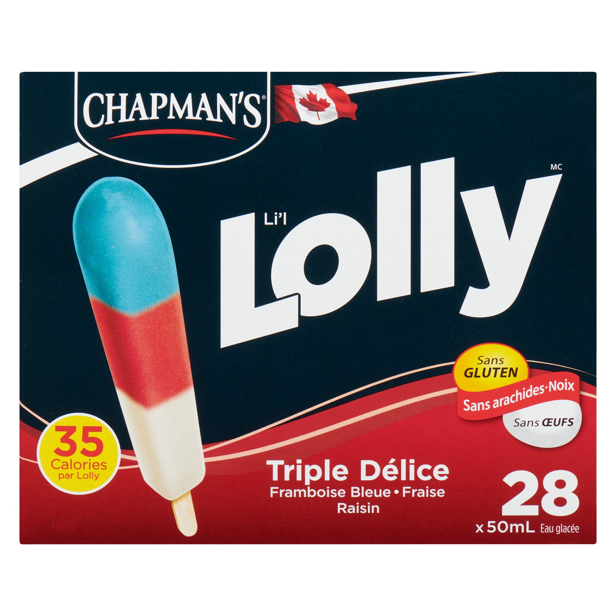 Chapman's Li'l Lolly Water Ice Triple Treat 28pk. - 50 ml – Giant
