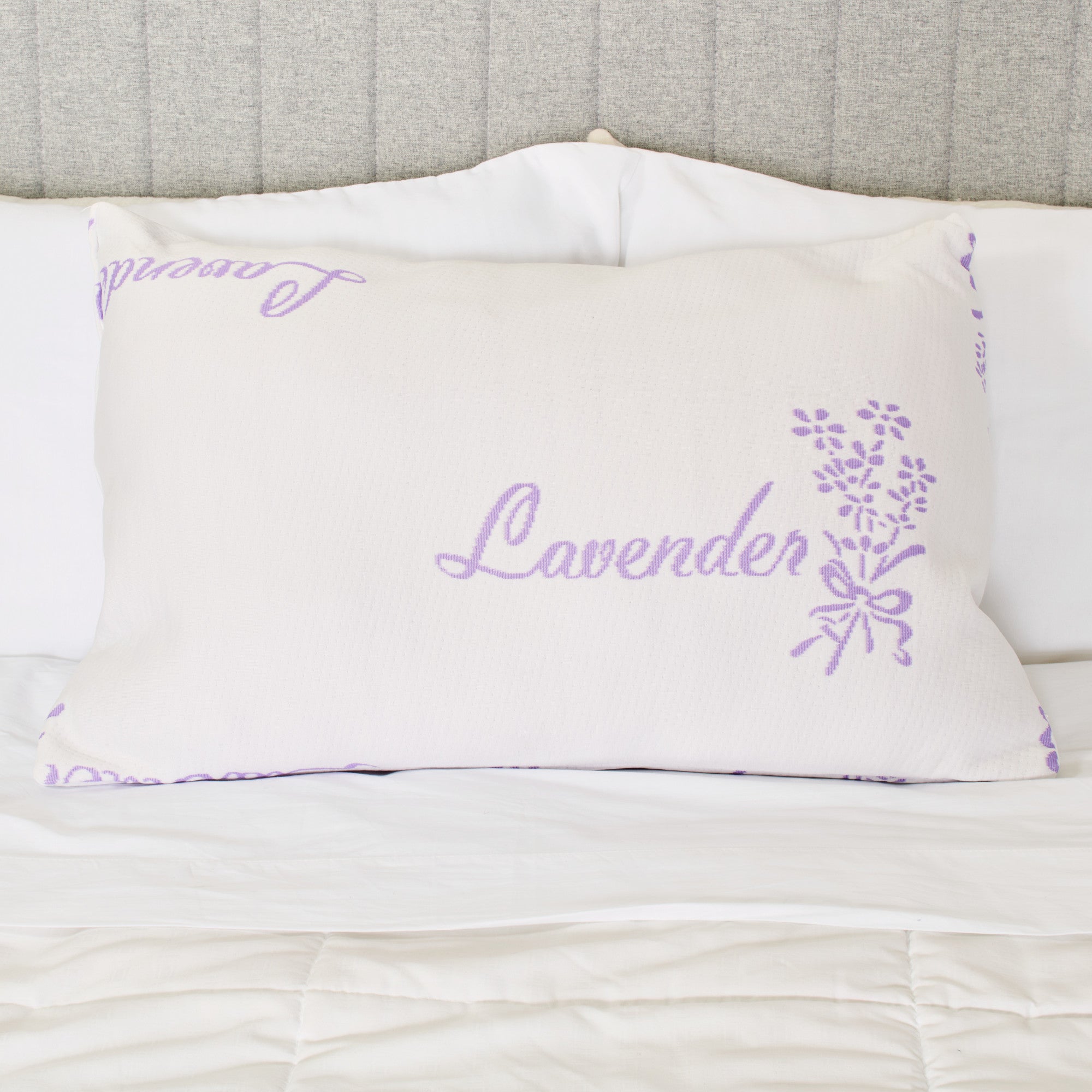 Safdie & Co. Lavender Bamboo Pillow, White Giant Tiger