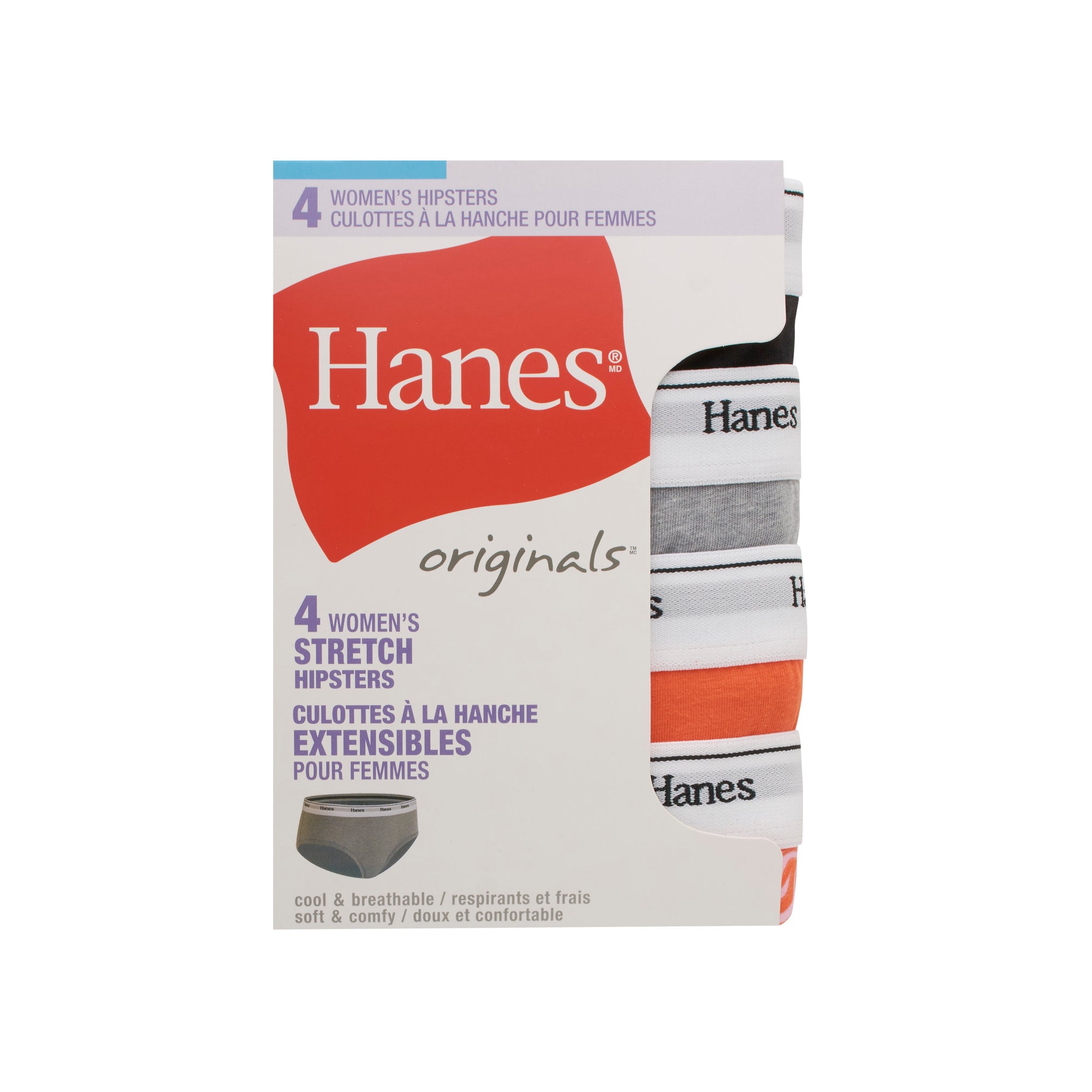 Hanes Women's Core Cotton Sporty Hipster Panty, Assorted, Size 5
