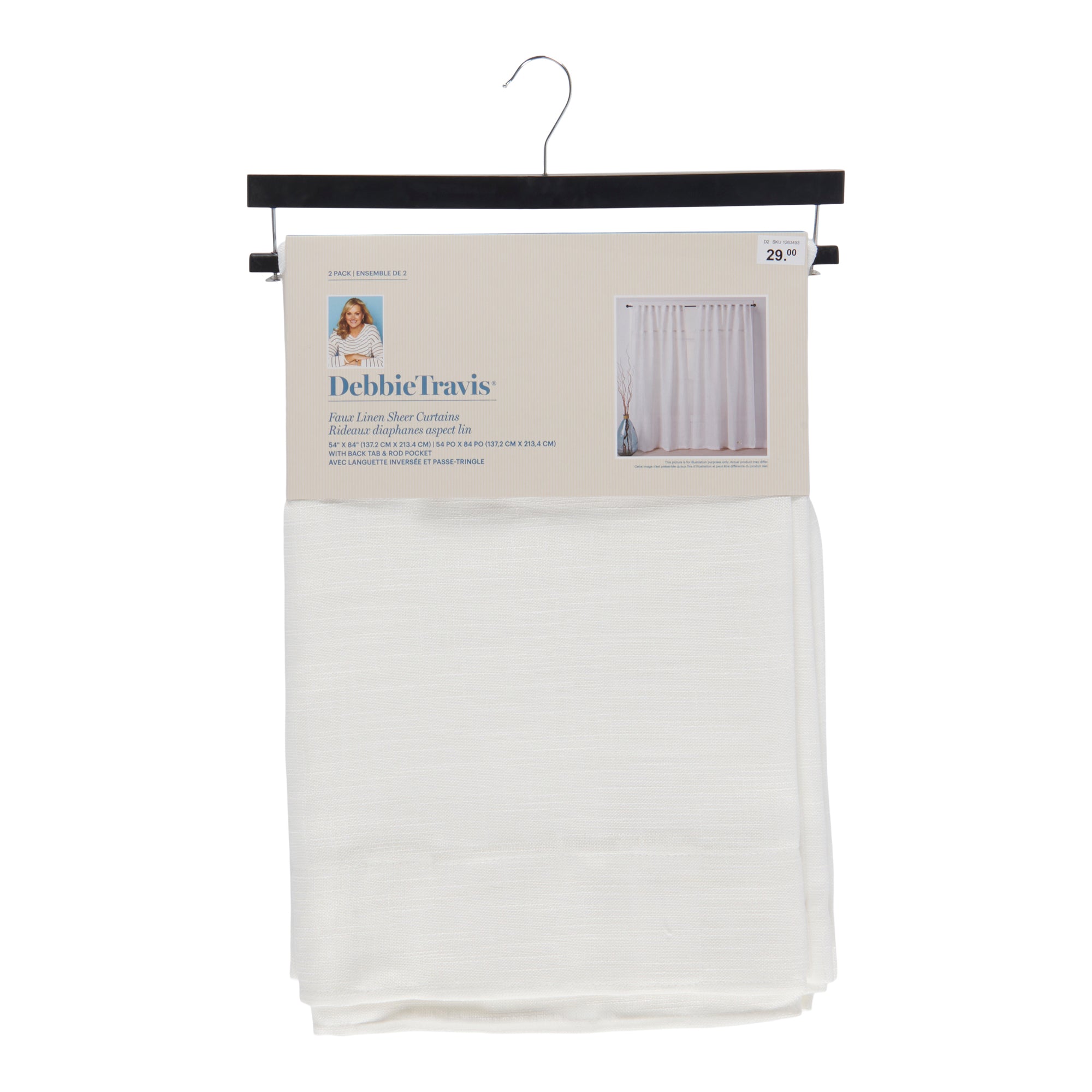 Debbie Travis® Faux Linen Sheer Curtain, 2 Pack, 84 in. Giant Tiger