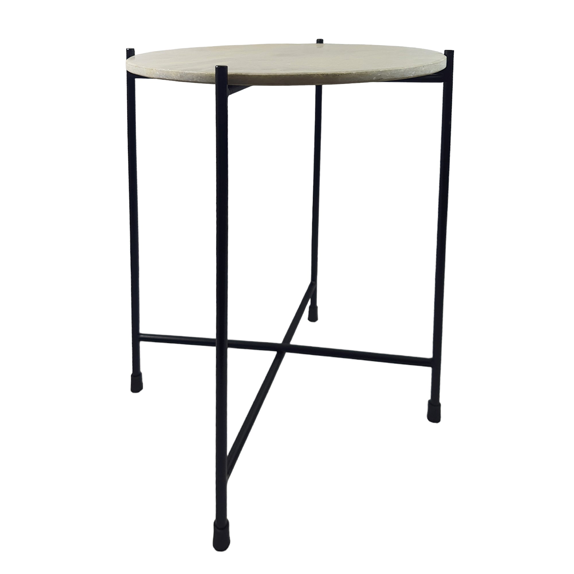 Marble Top Side Table, Black/White Giant Tiger