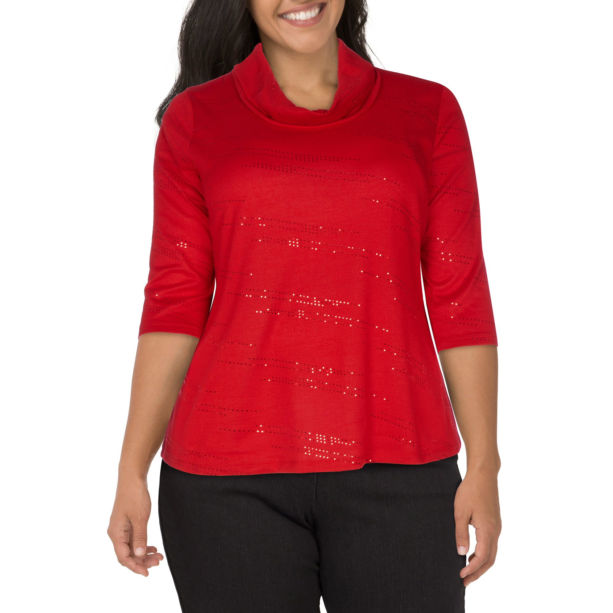 lily Women's Plus Cowl Neck Flare Top Giant Tiger