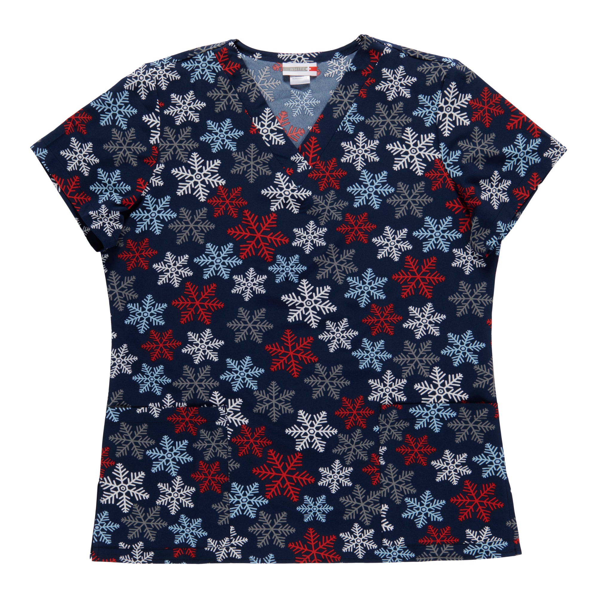 White Cross Women's Scrub Top with Snowflake Print Giant Tiger