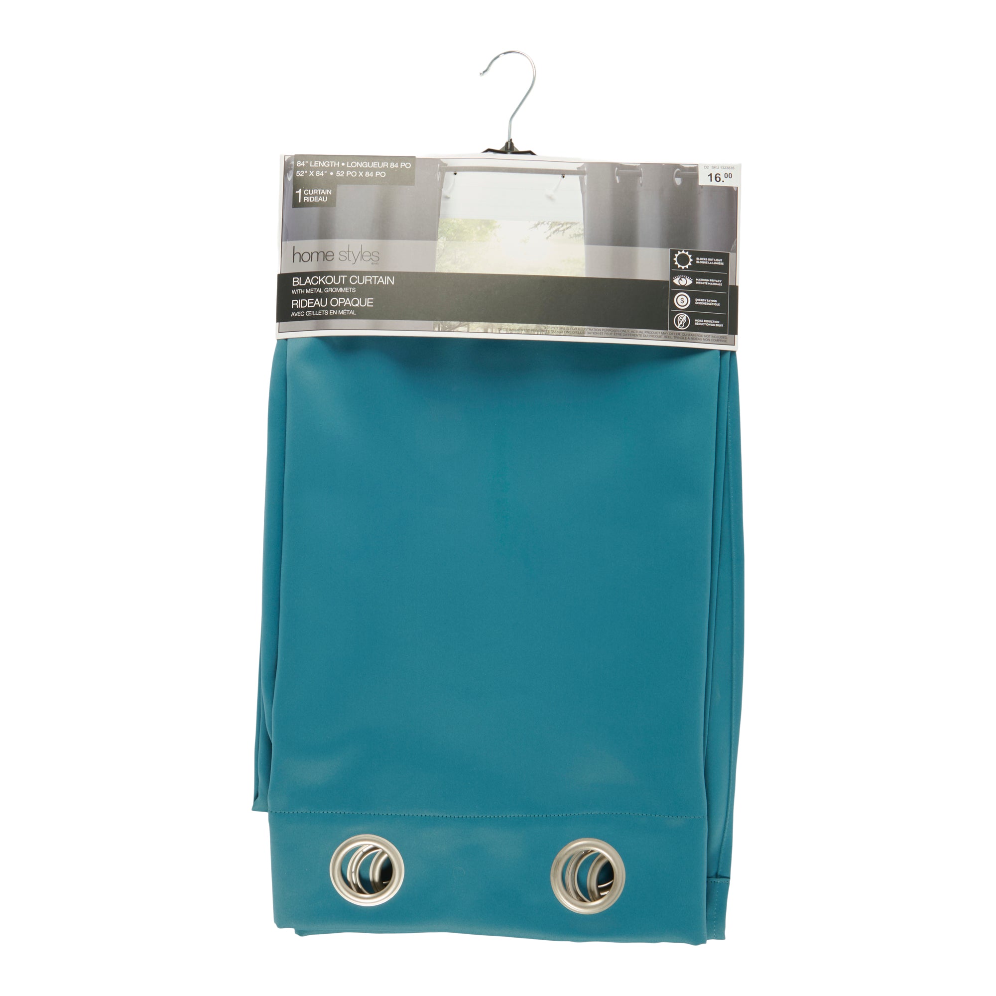 HomeStyles Blackout Curtain, Teal, 84in. Giant Tiger