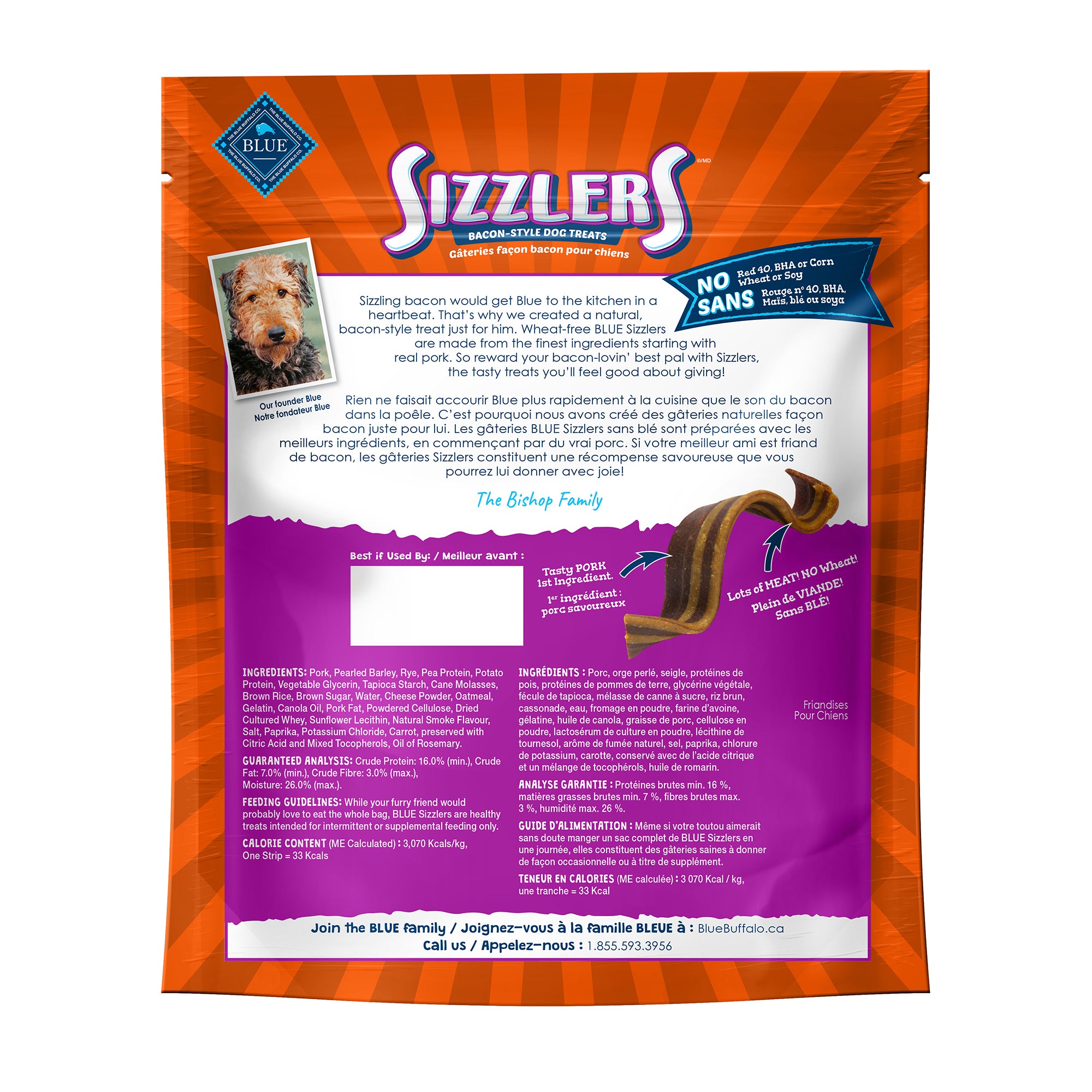 Blue Sizzlers Natural Dog Treats BaconStyle Dog Treats Original, 170