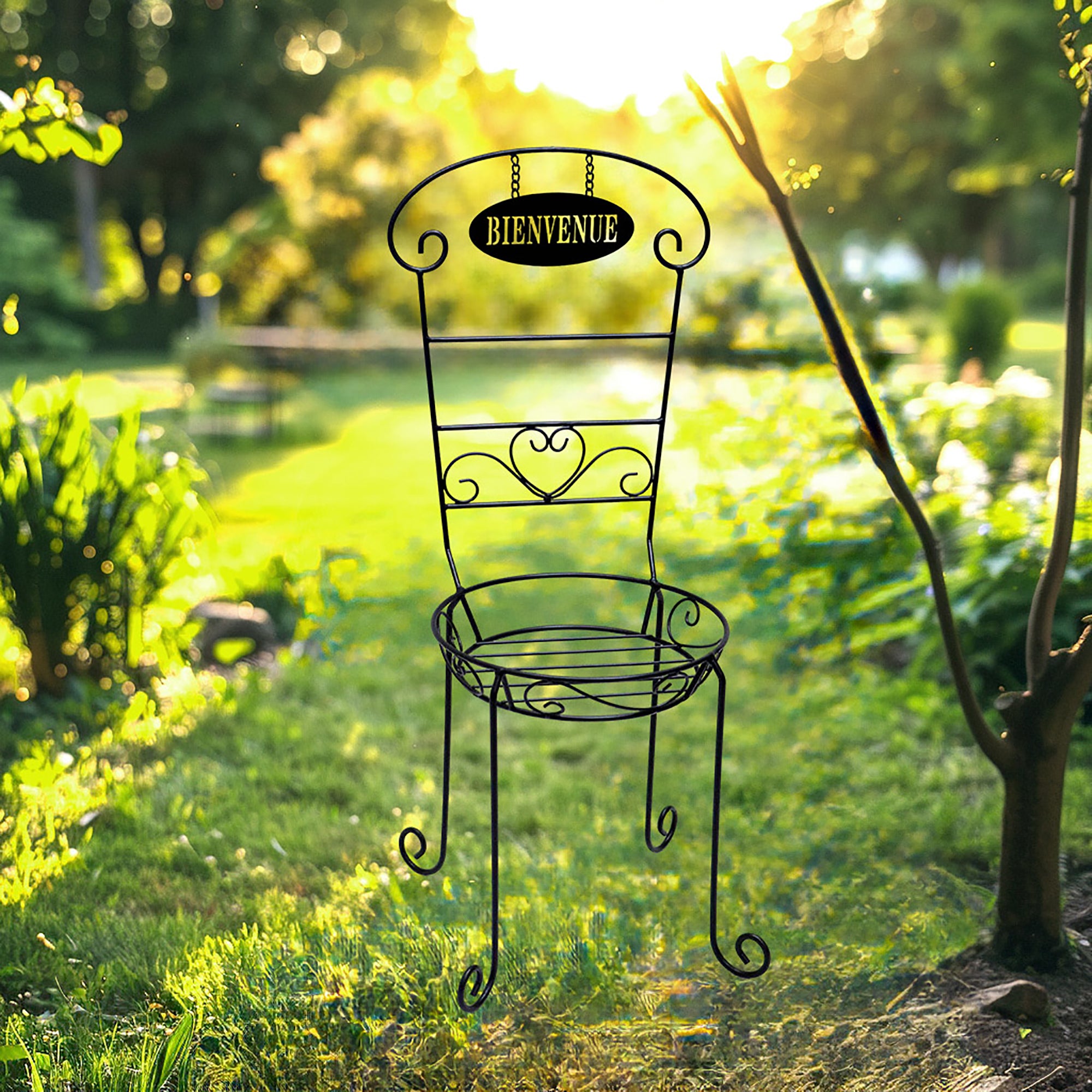Chair Plant Stand, Black, French, 27.5in. Giant Tiger