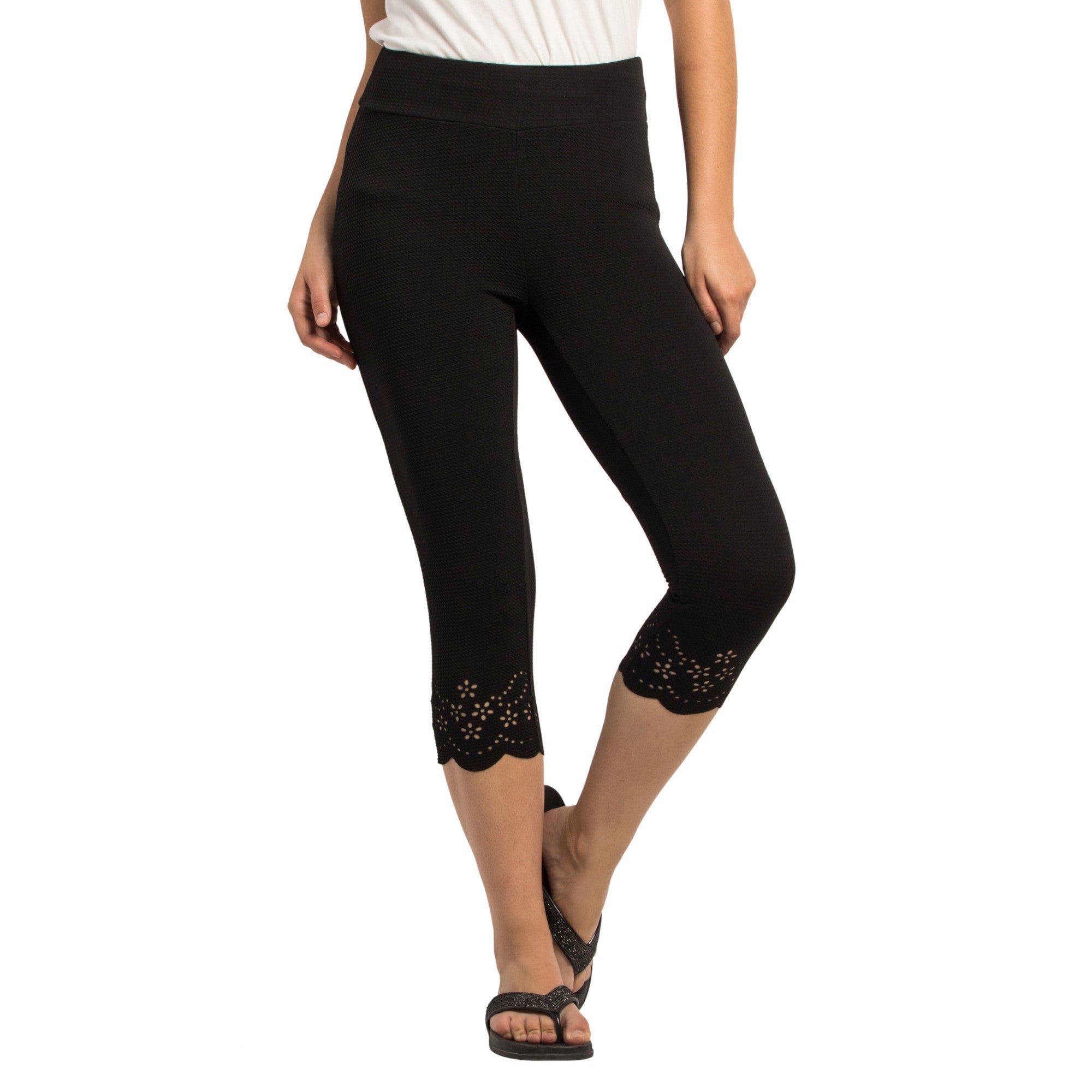 lily Women's Tropical Solid Lazer Cut Capris Giant Tiger