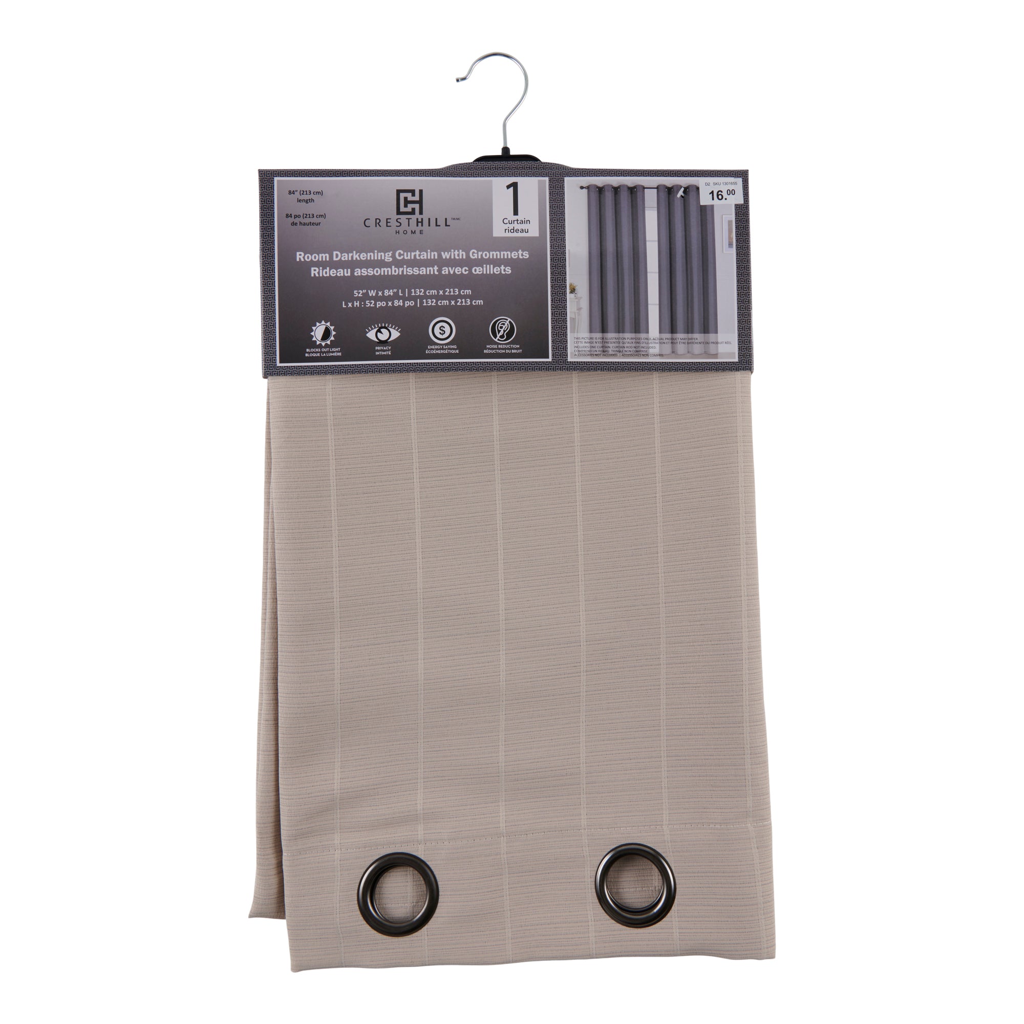 Room Darkening Curtain, 84in. Giant Tiger