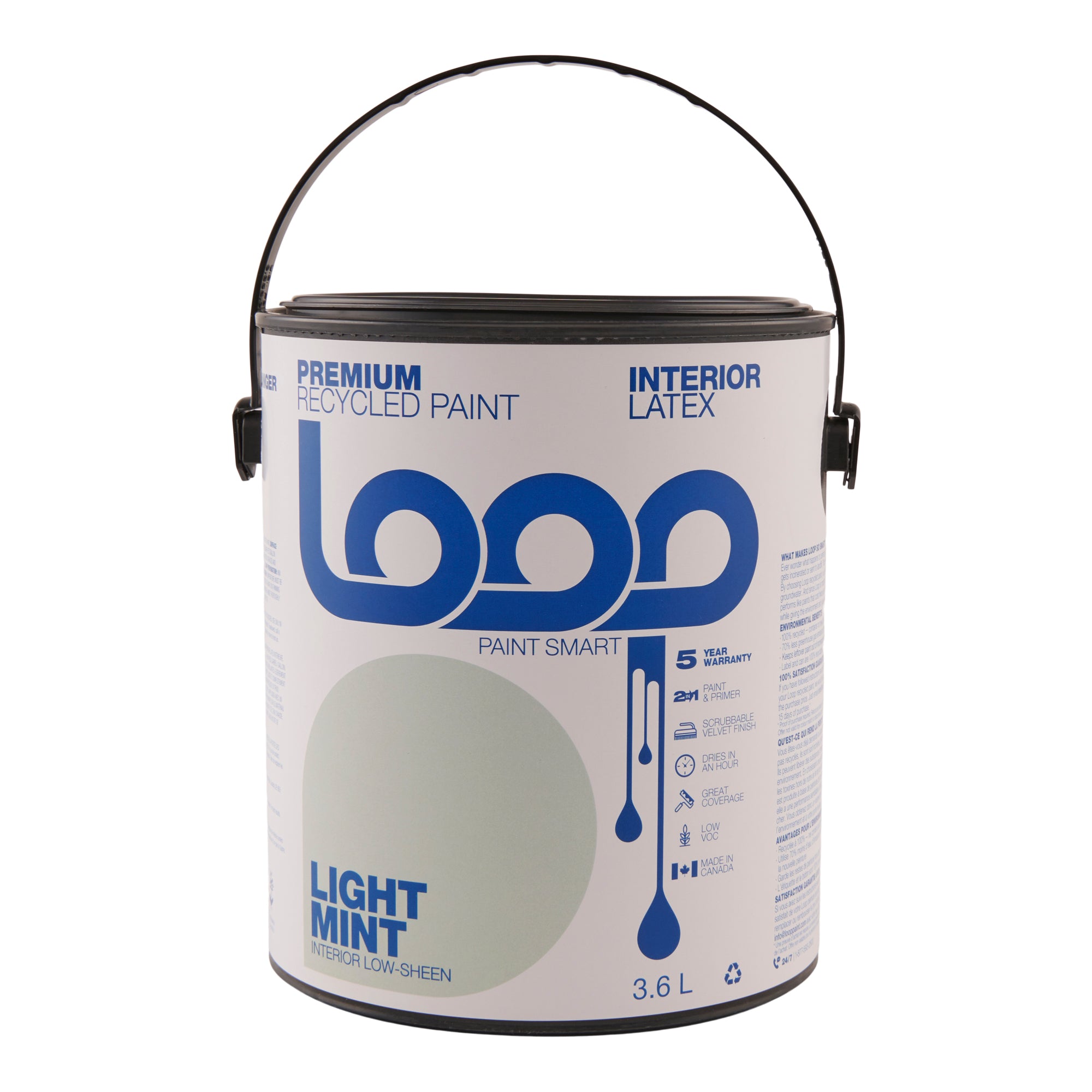 Loop Interior Latex Premium Recycled Paint, Mint, 3.8L. Giant Tiger