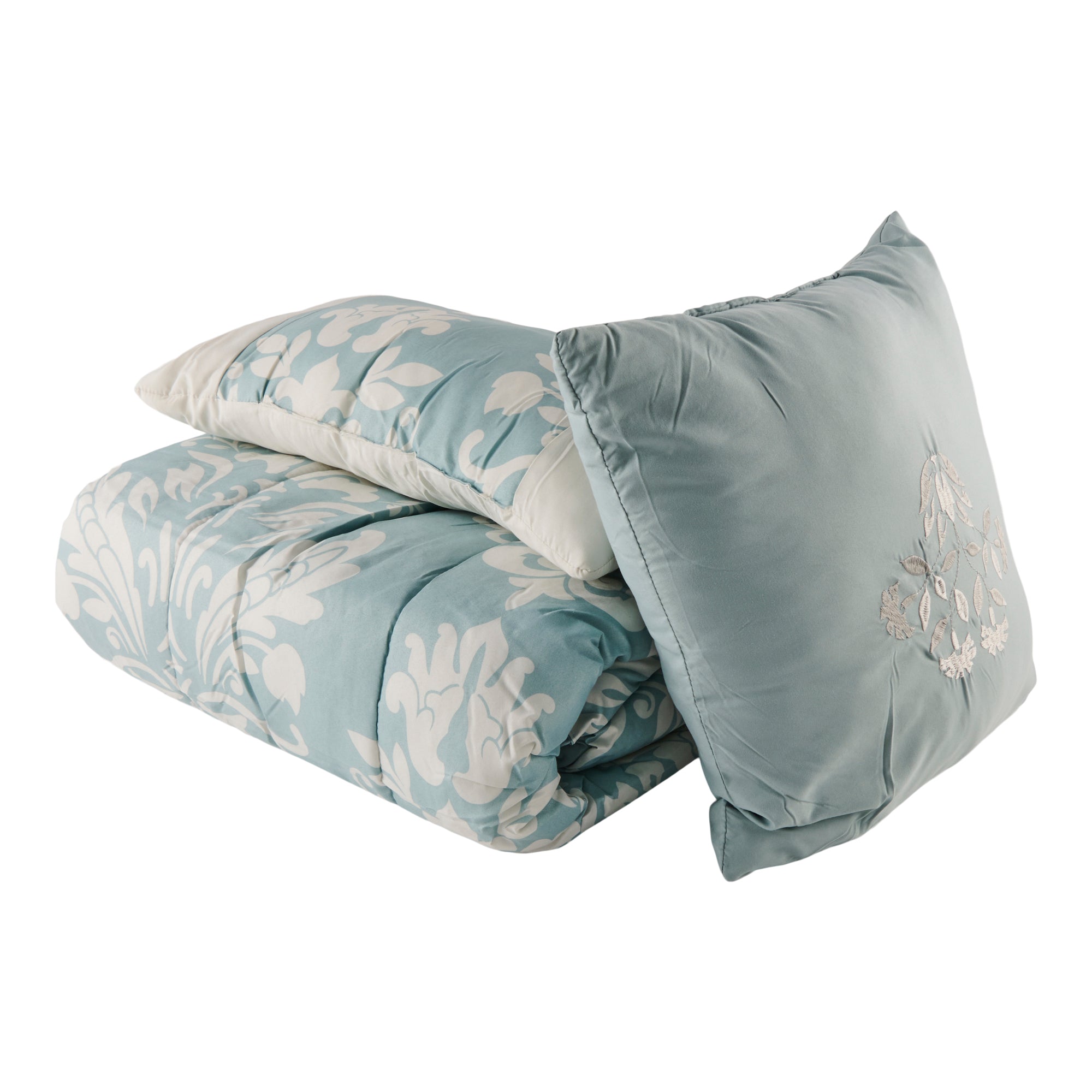 Aqua Damask Comforter Set, Queen, 5 Piece Giant Tiger