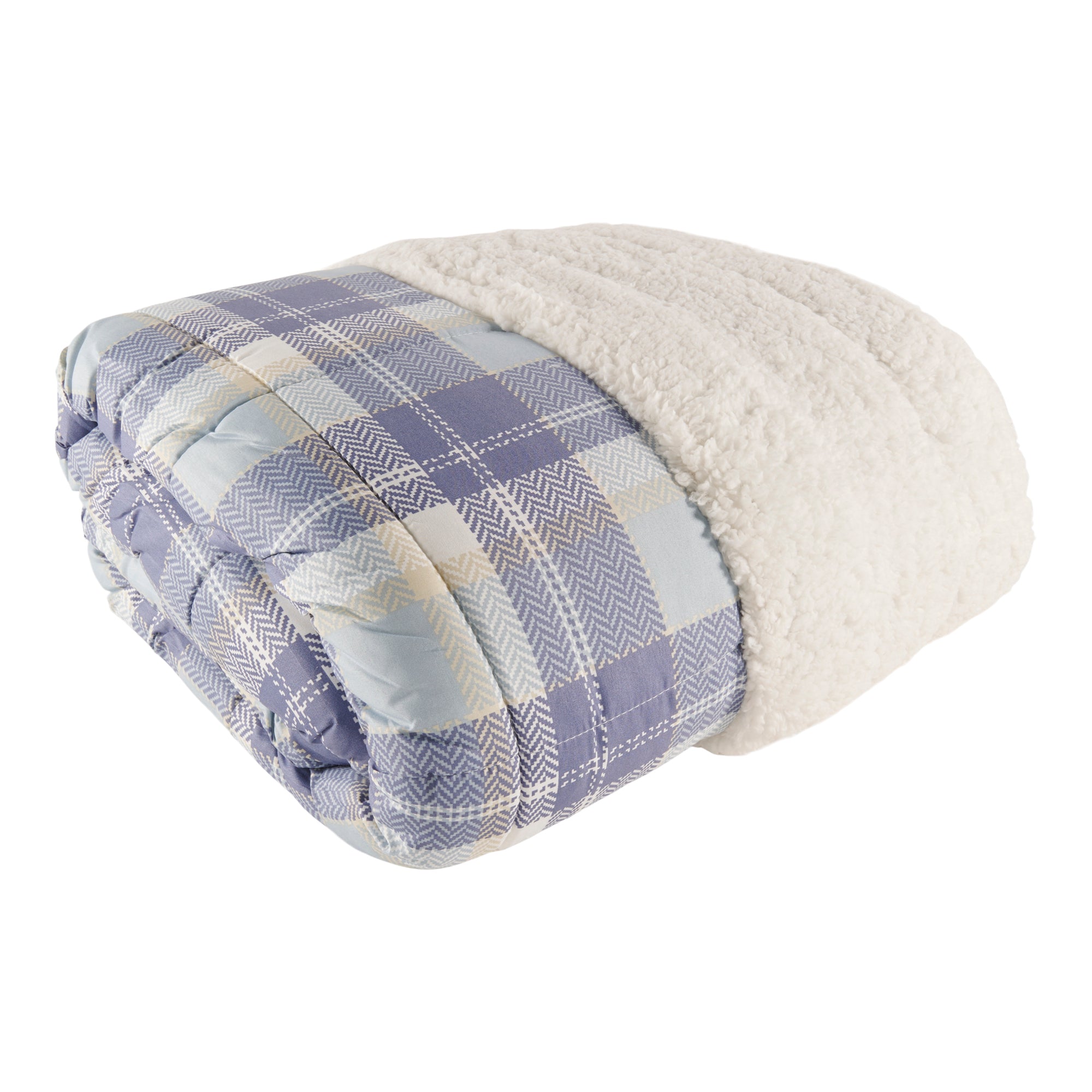 Ens. douillette réversible en microfibre/Sherpa pour très grand lit