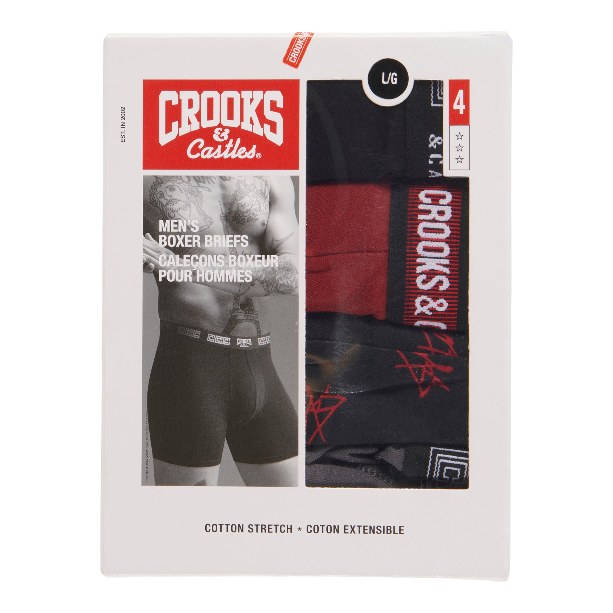 Crooks & Castles Men's Boxer Briefs, 4Pack Giant Tiger