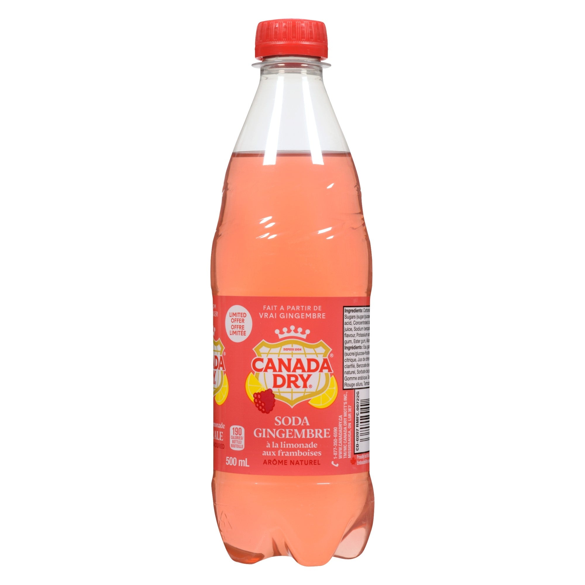 Canada Dry Raspberry Lemonade Ginger Ale, 500 ml Giant Tiger
