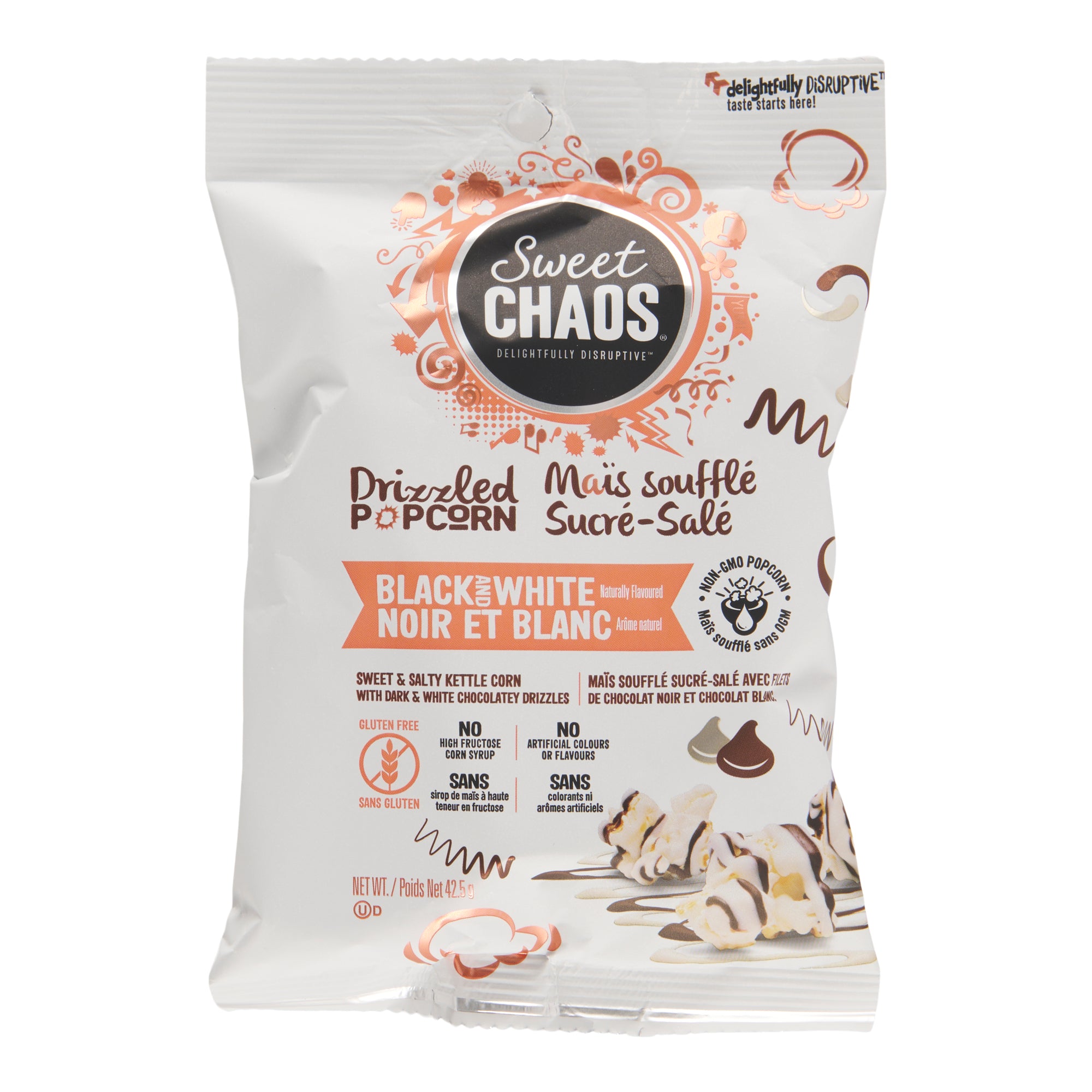 Sweet Chaos Drizzled Popcorn Black and White, 42 g – Giant Tiger