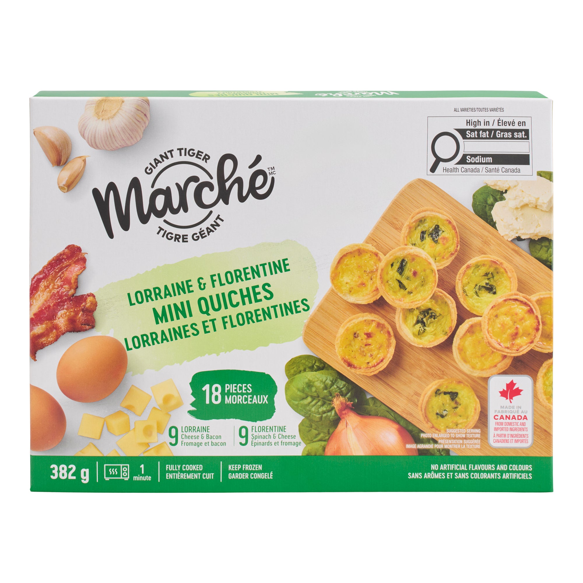 Giant Tiger Marché Lorraine and Florentine Mini Quiche, 382 g