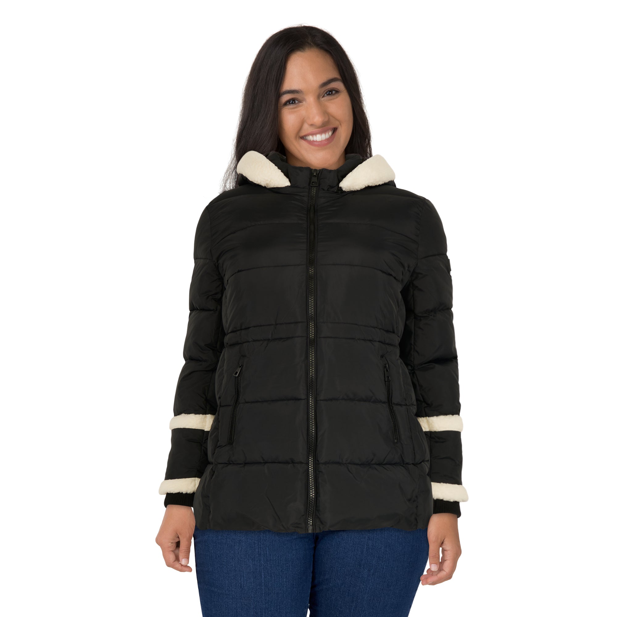 lily morgan Women's Plus Deluxe Puffer Jacket with Fur, -30°C