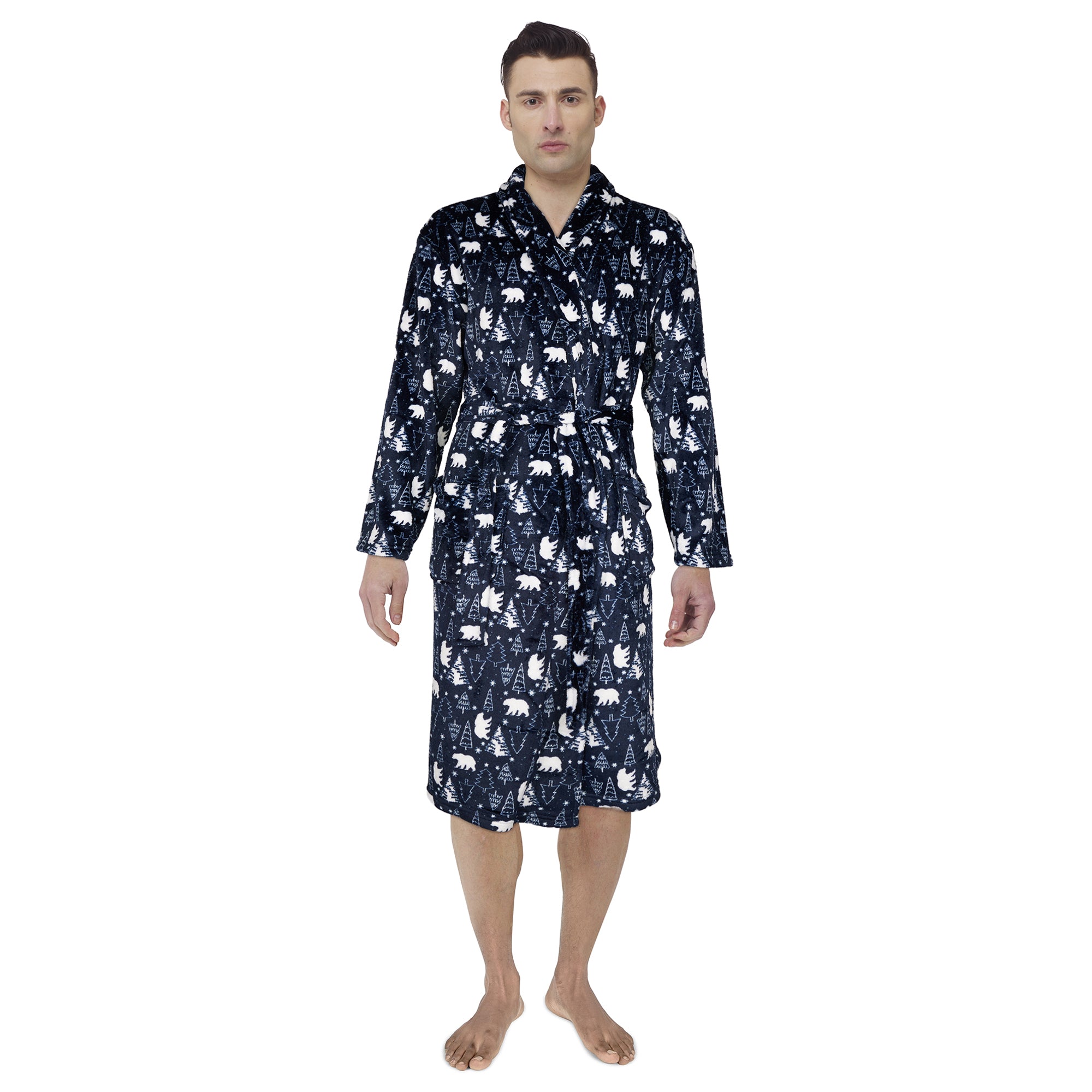 Chemise de nuit pelucheuse imprimée à manches longues pour hommes – Giant Tiger