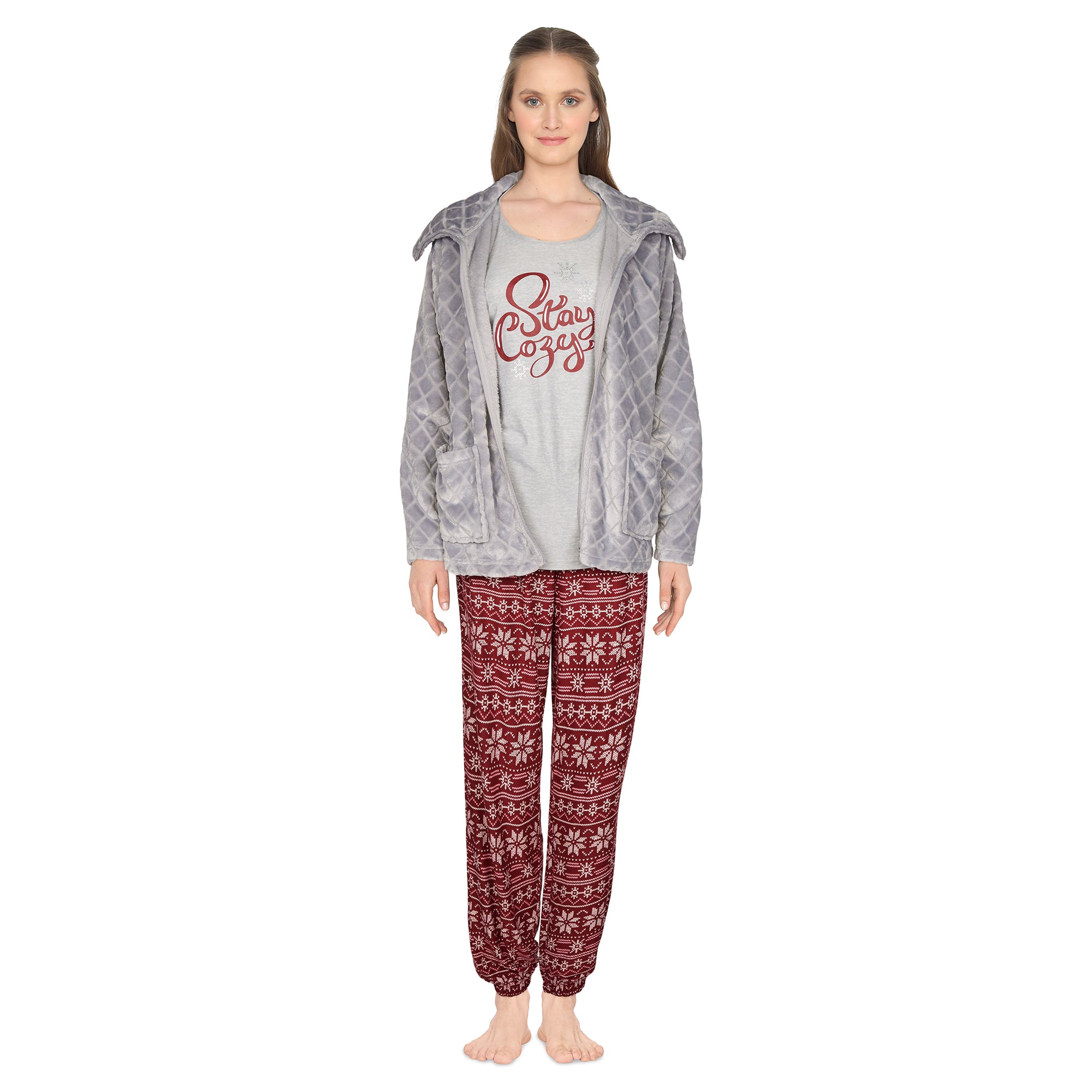 Pyjama avec veste à fermeture éclair Carisma pour femmes, 3 pièces Pyjama avec veste à fermeture éclair Carisma pour femmes, 3 pièces