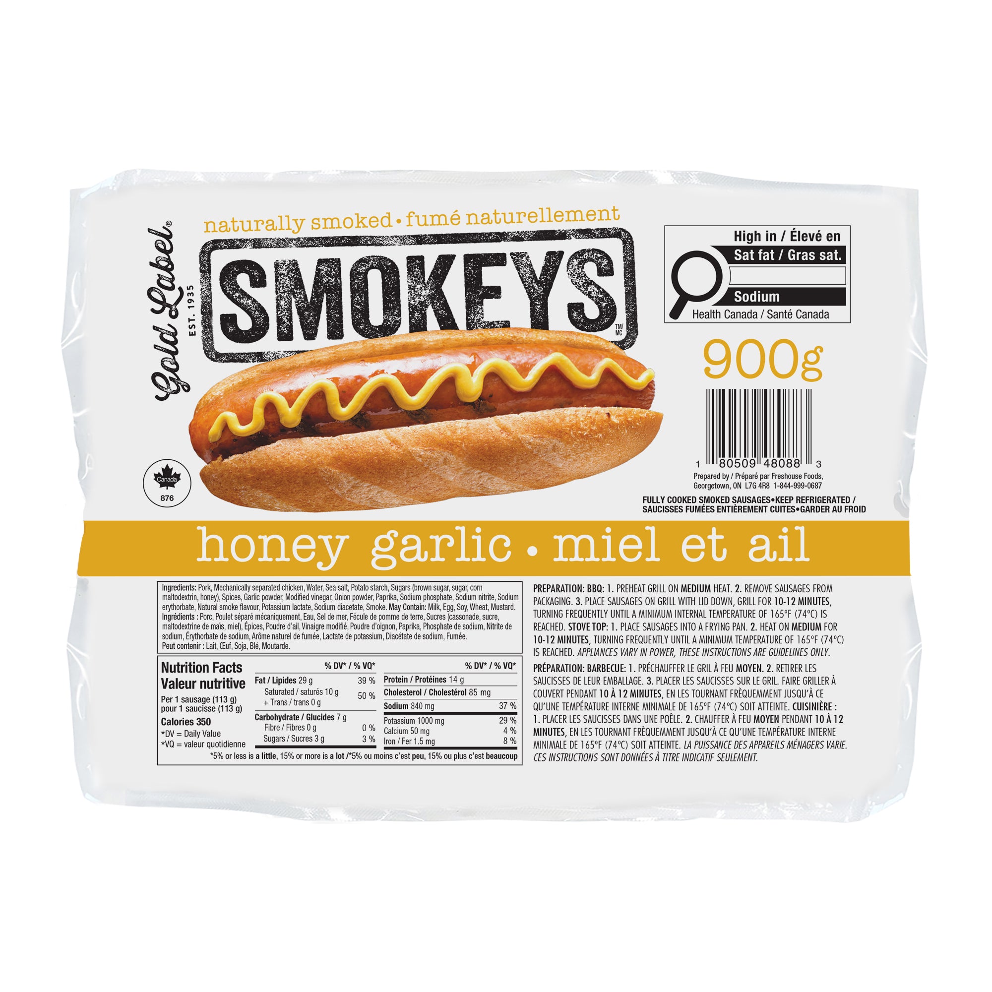Gold Label Honey Garlic Sausage, 900 g – Giant Tiger