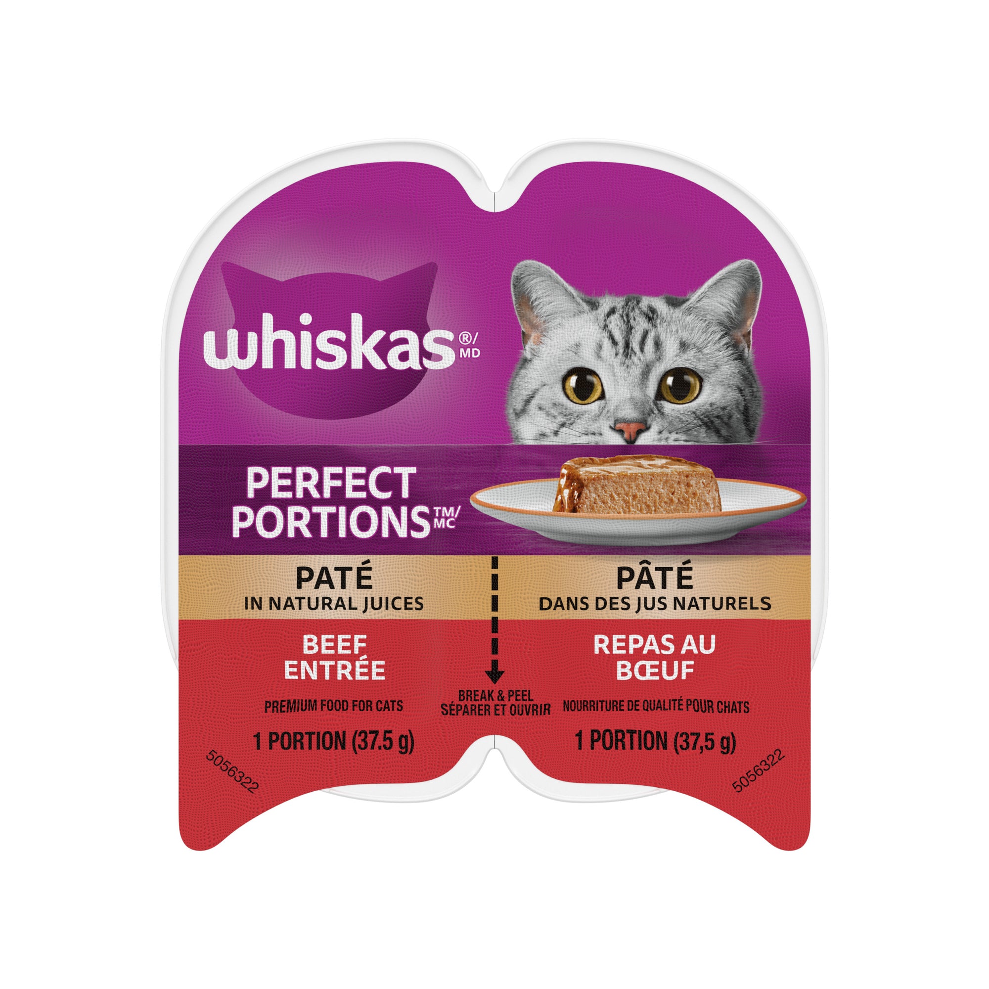 WHISKAS PERFECT PORTIONS Wet Cat Food Paté, Beef, 75 g – Giant Tiger
