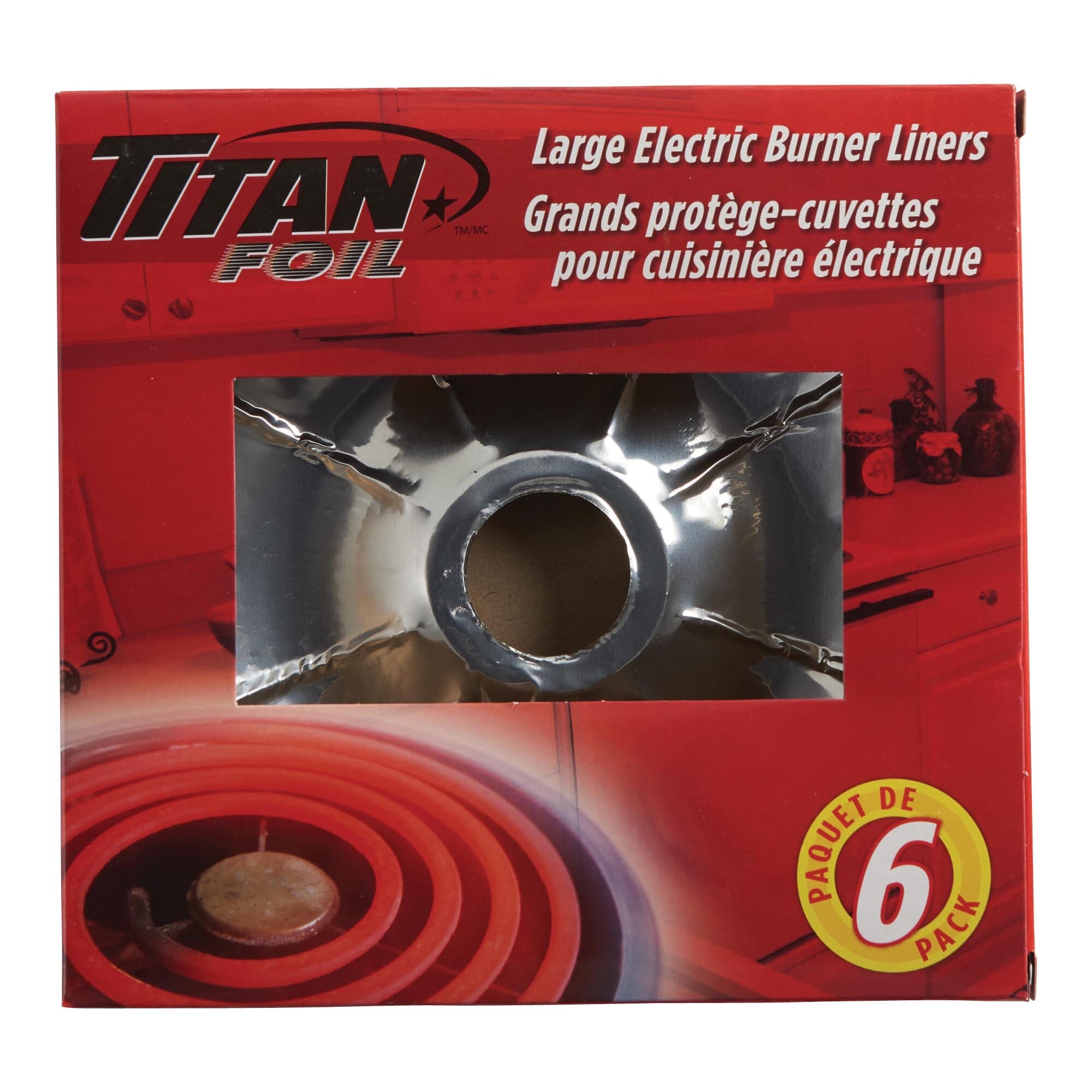 Titan Electric Foil Burner Liners, Large, 6Pack Giant Tiger