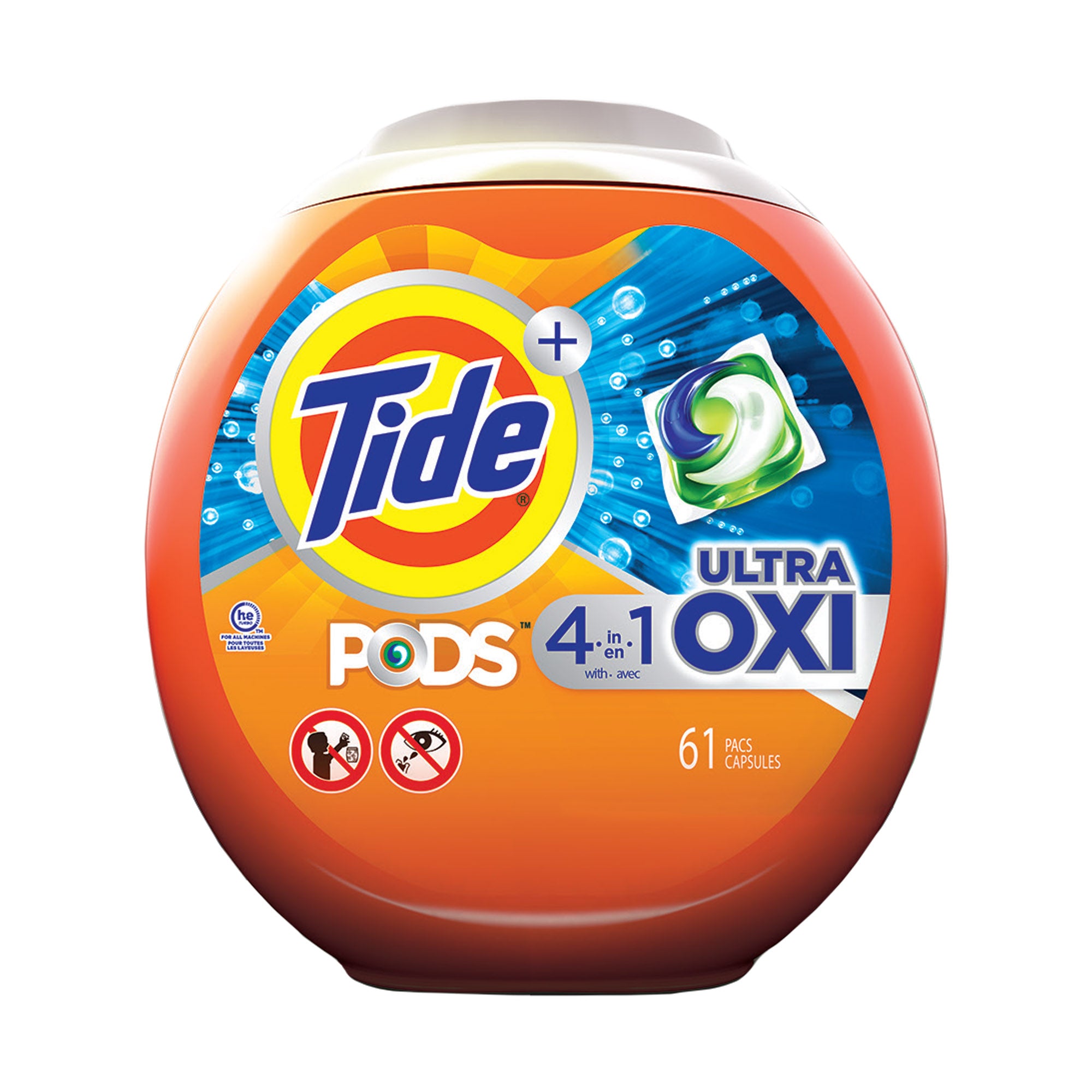 Tide Pods Ultra Oxi Laundry Detergent, 61Pack Giant Tiger