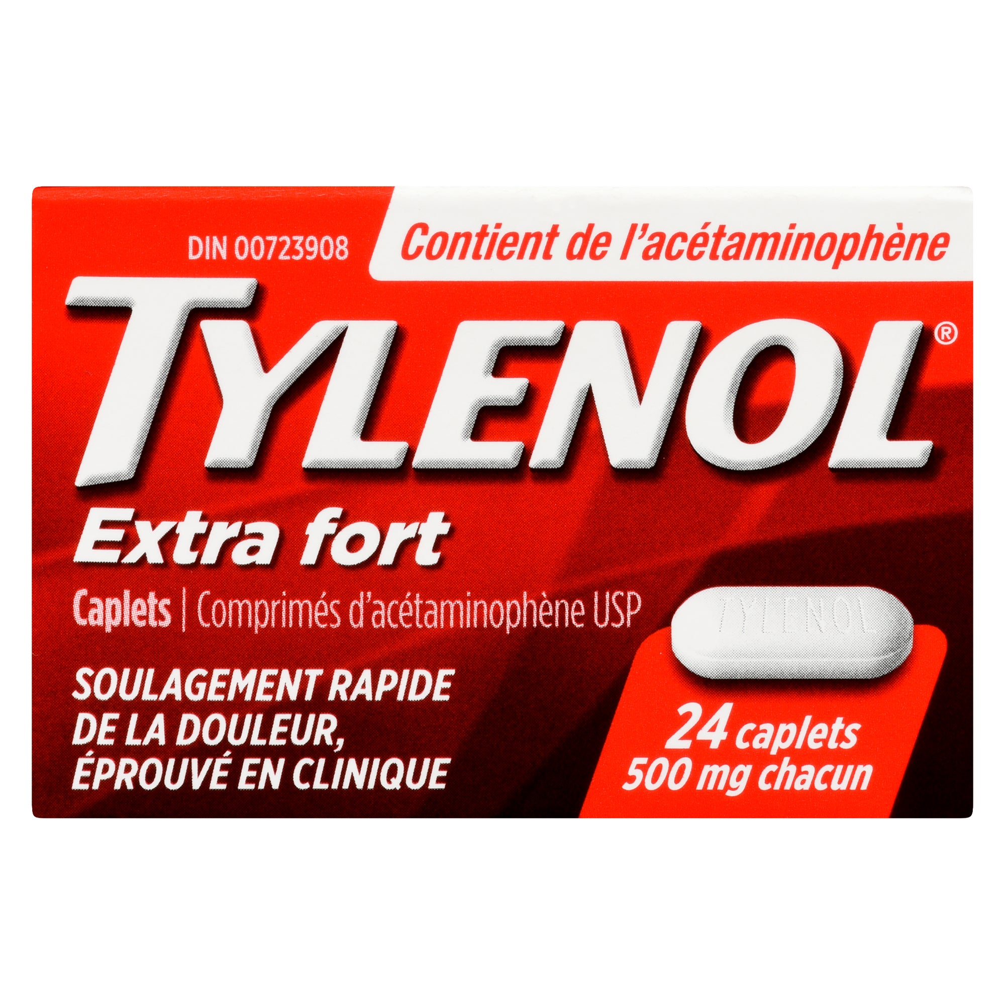 Tylenol Acetaminophen Tablets USP Extra Strength 500mg Caplets, 24Pa