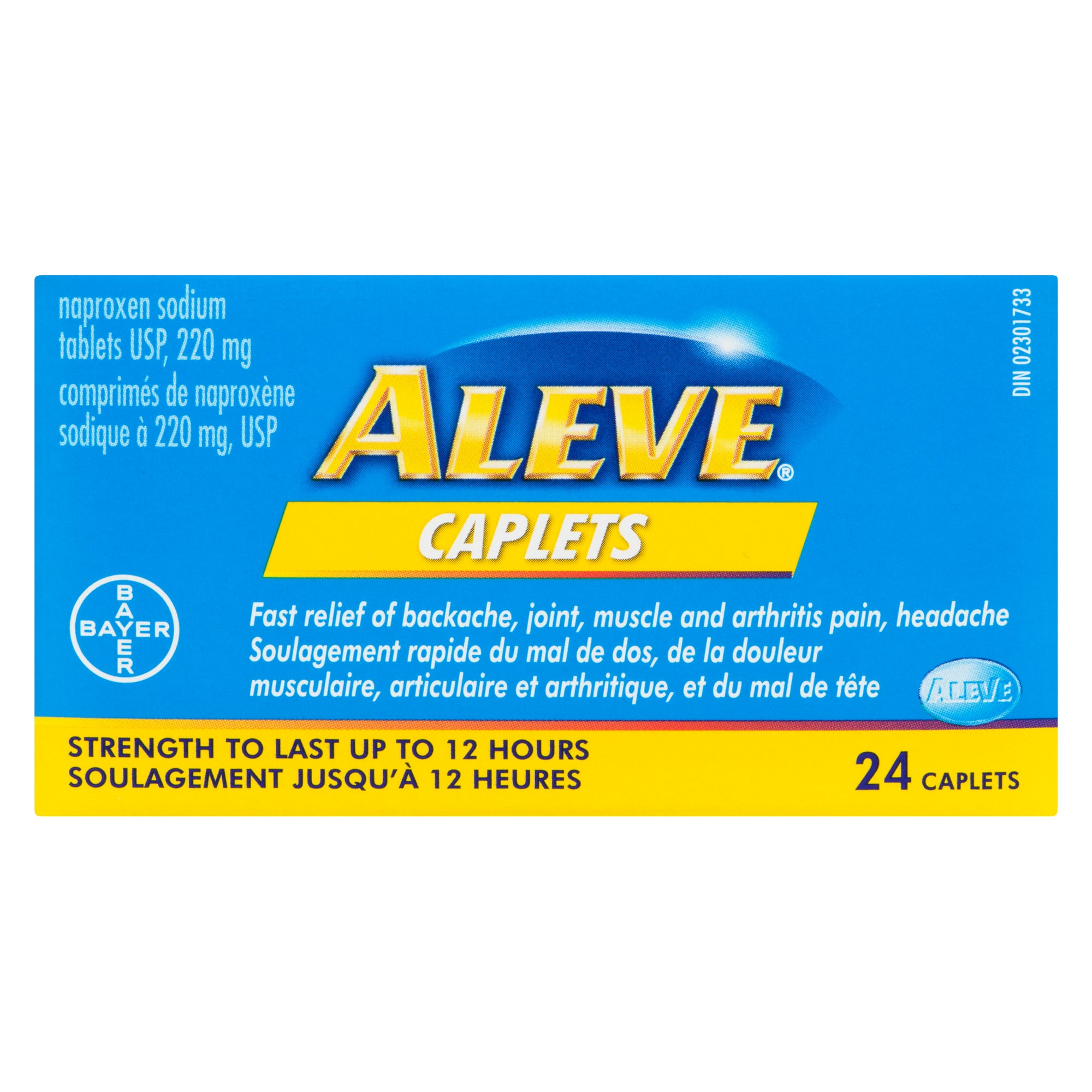 Aleve Naproxen Sodium Tablets 220 mg USP 24 Caplets Giant Tiger